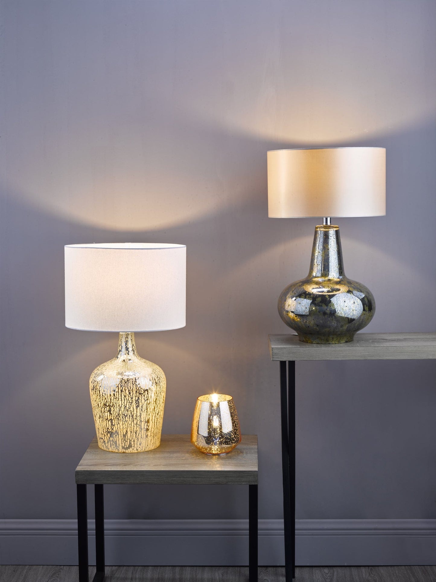 dar lighting Lolek Dual Light Table Lamp Clear/Silver Glass With Shade LOL4232