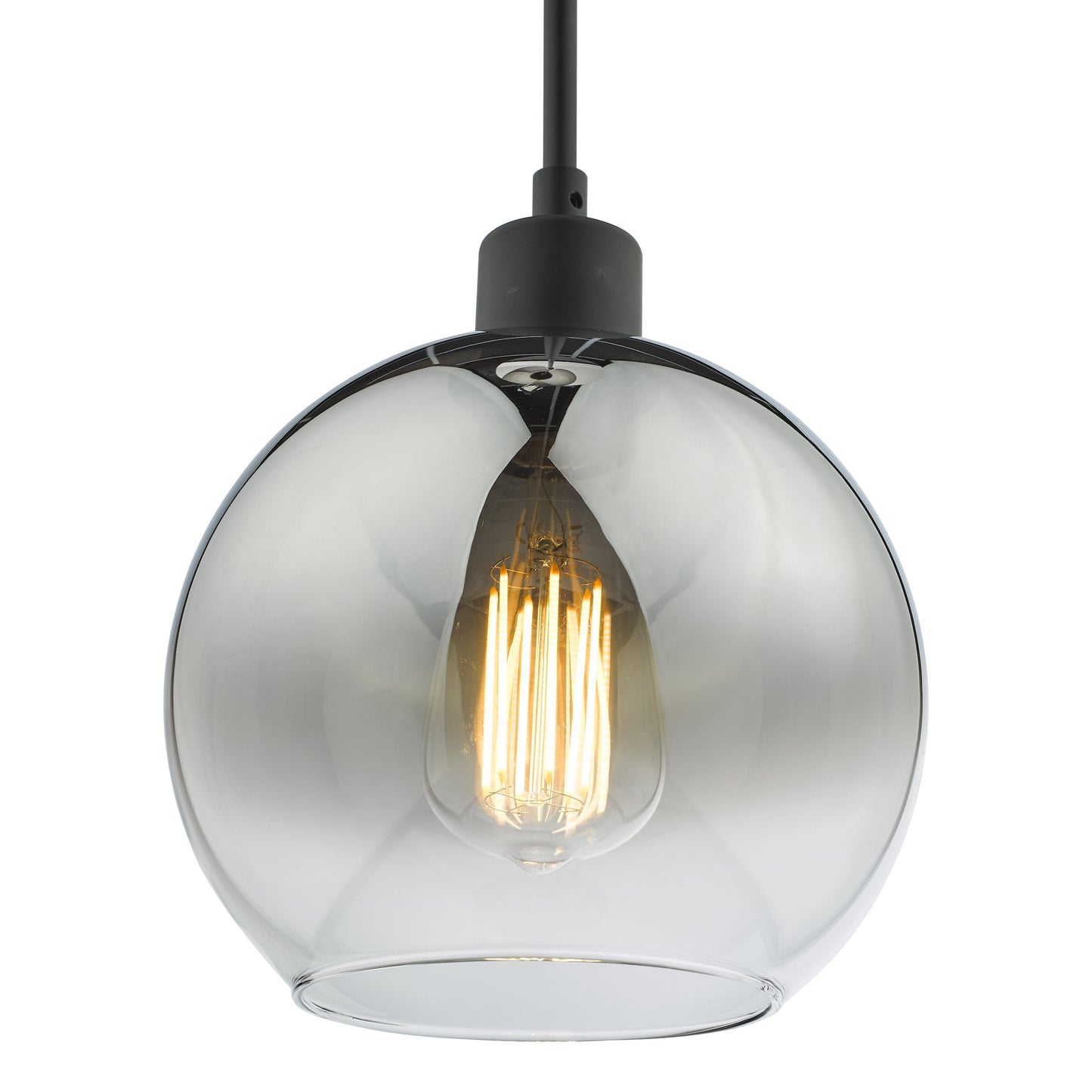 dar lighting Lycia 1 Light Single Pendant Matt Black Ombre Smoked Glass LYC8622