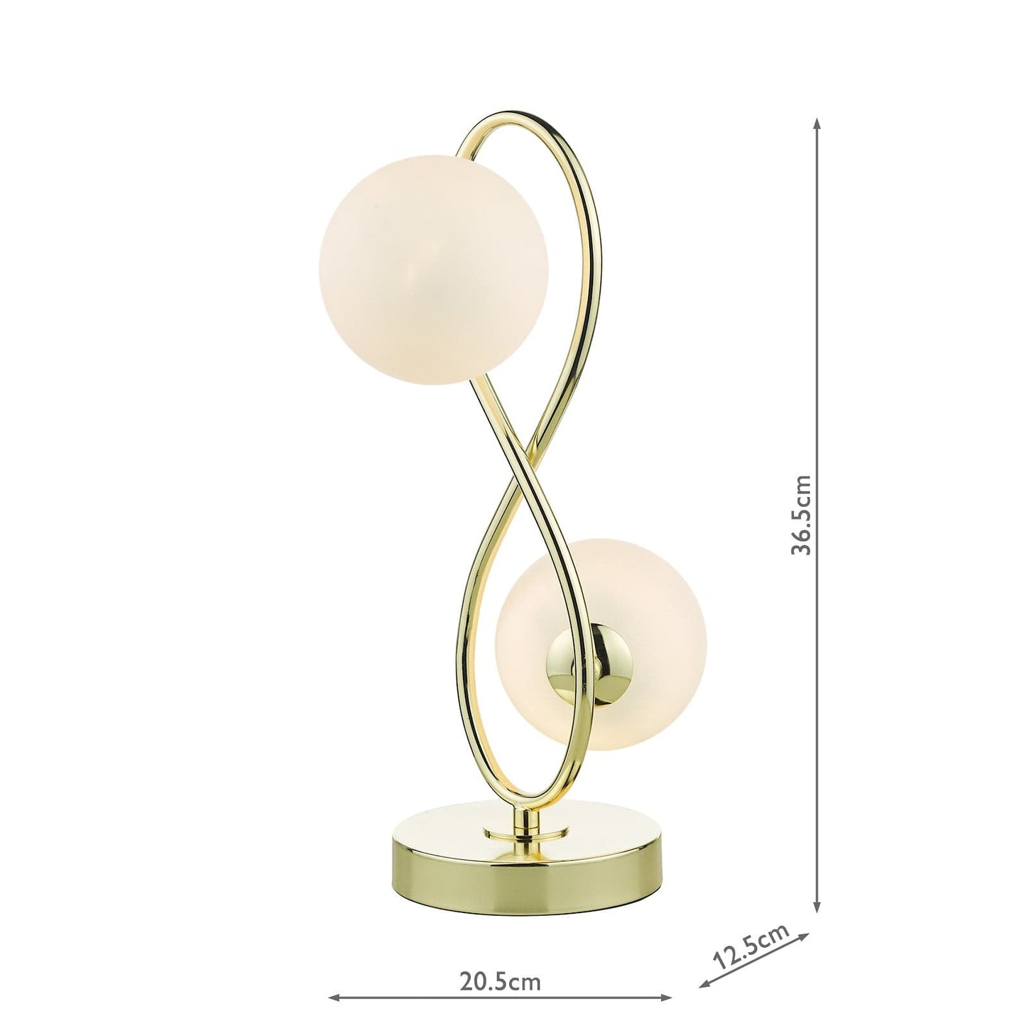 dar lighting Lysandra 2 Light Table Lamp Polished Gold and Opal Glass LYS4235