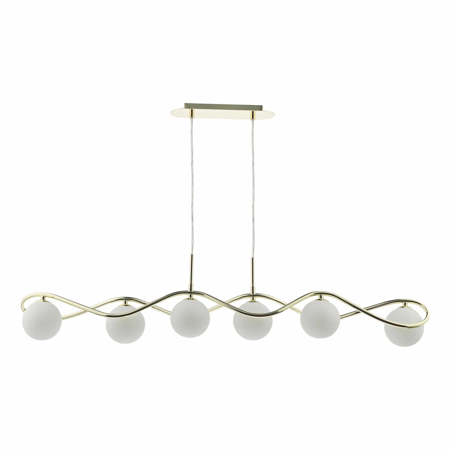 dar lighting Lysandra 6 Light Bar Pendant Polished Gold and Opal Glass LYS6235