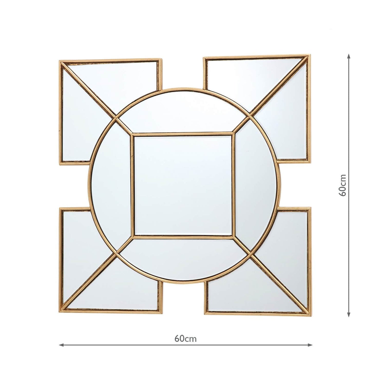 dar lighting Lyshia Square Mirror With Gold Foil Detail 60cm 002LYS60