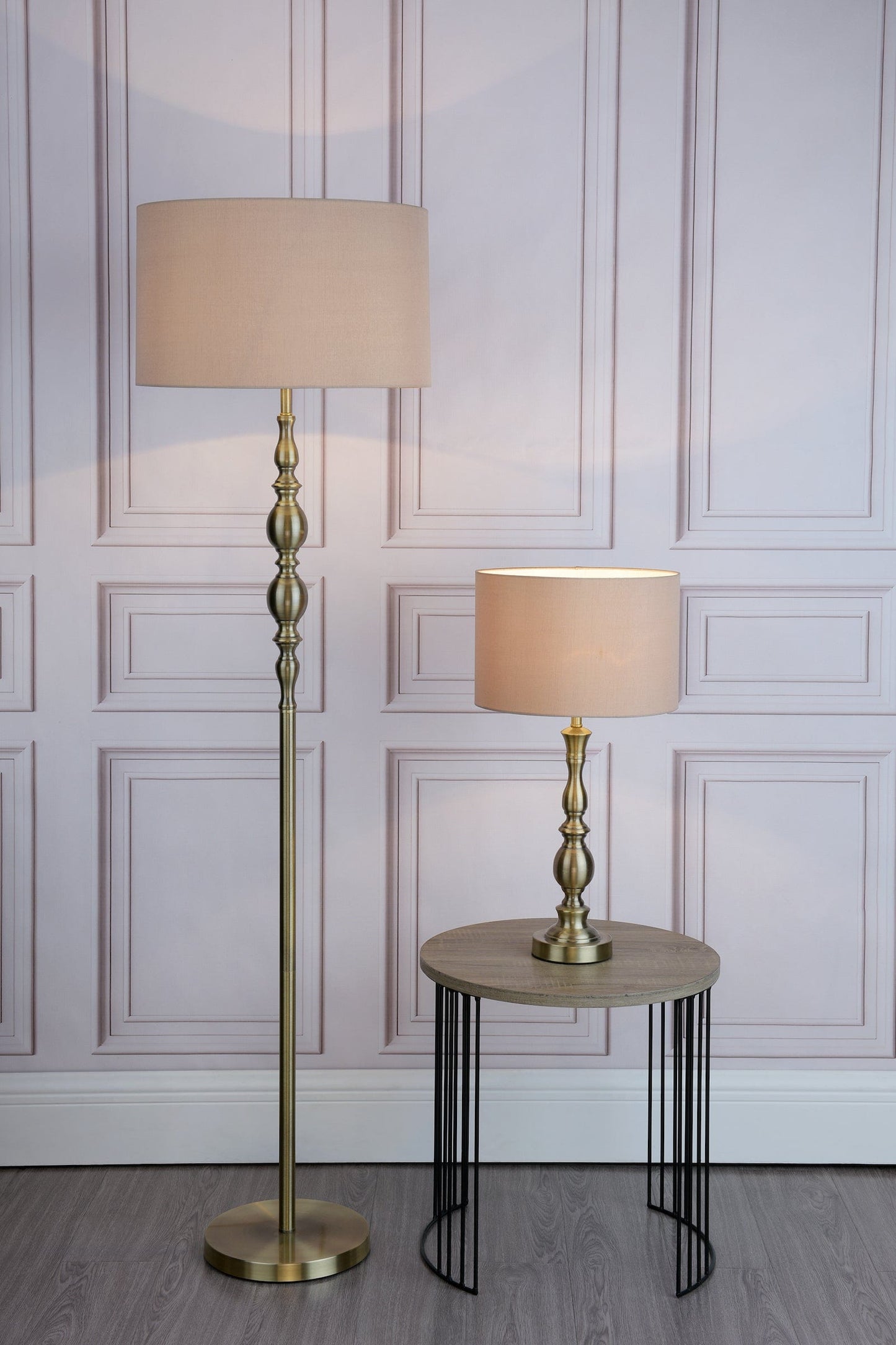 dar lighting Madrid Floor Lamp Antique Brass With Shade MAD4975