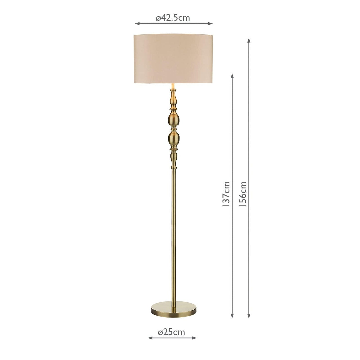dar lighting Madrid Floor Lamp Antique Brass With Shade MAD4975