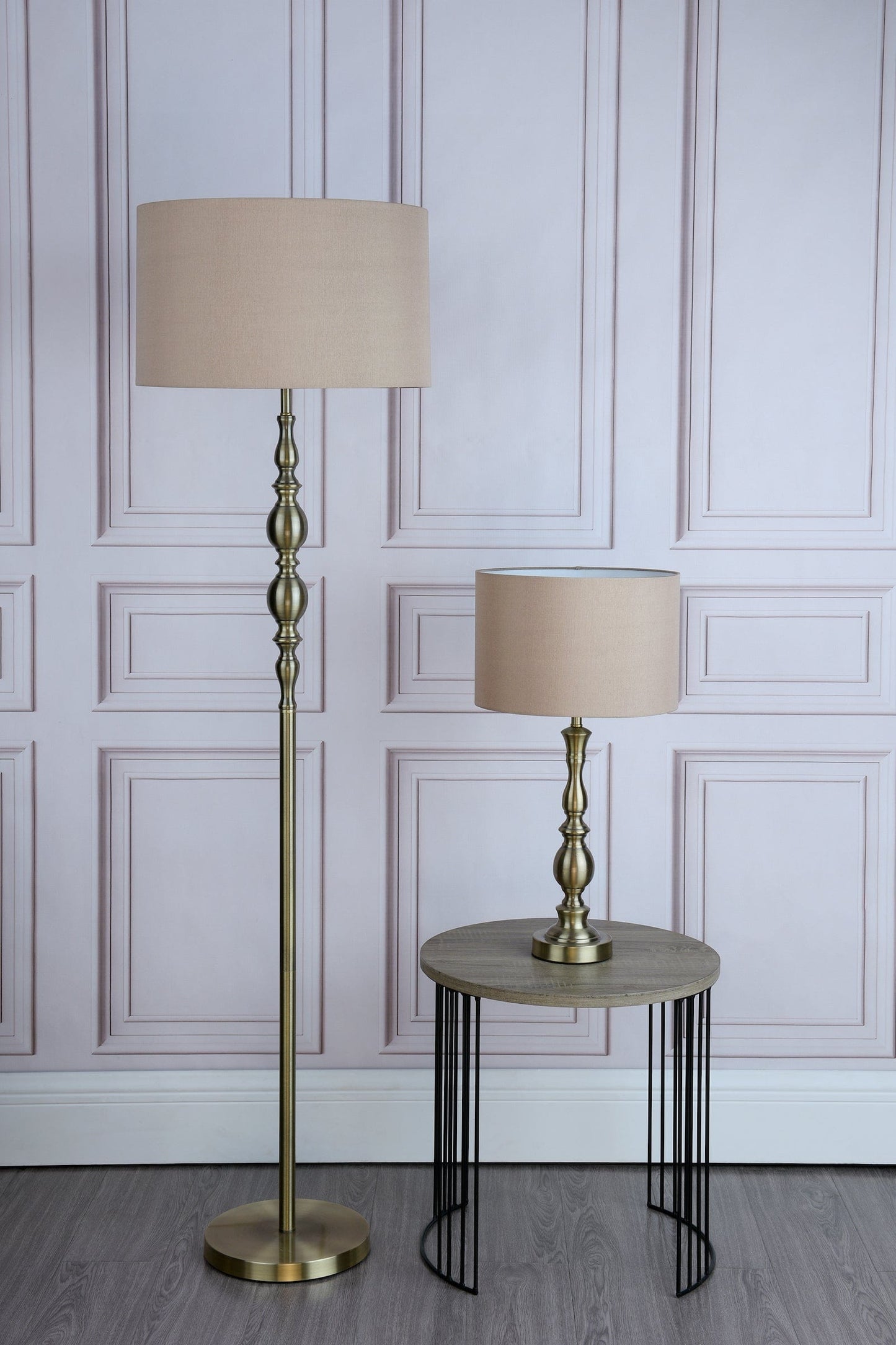 dar lighting Madrid Floor Lamp Antique Brass With Shade MAD4975