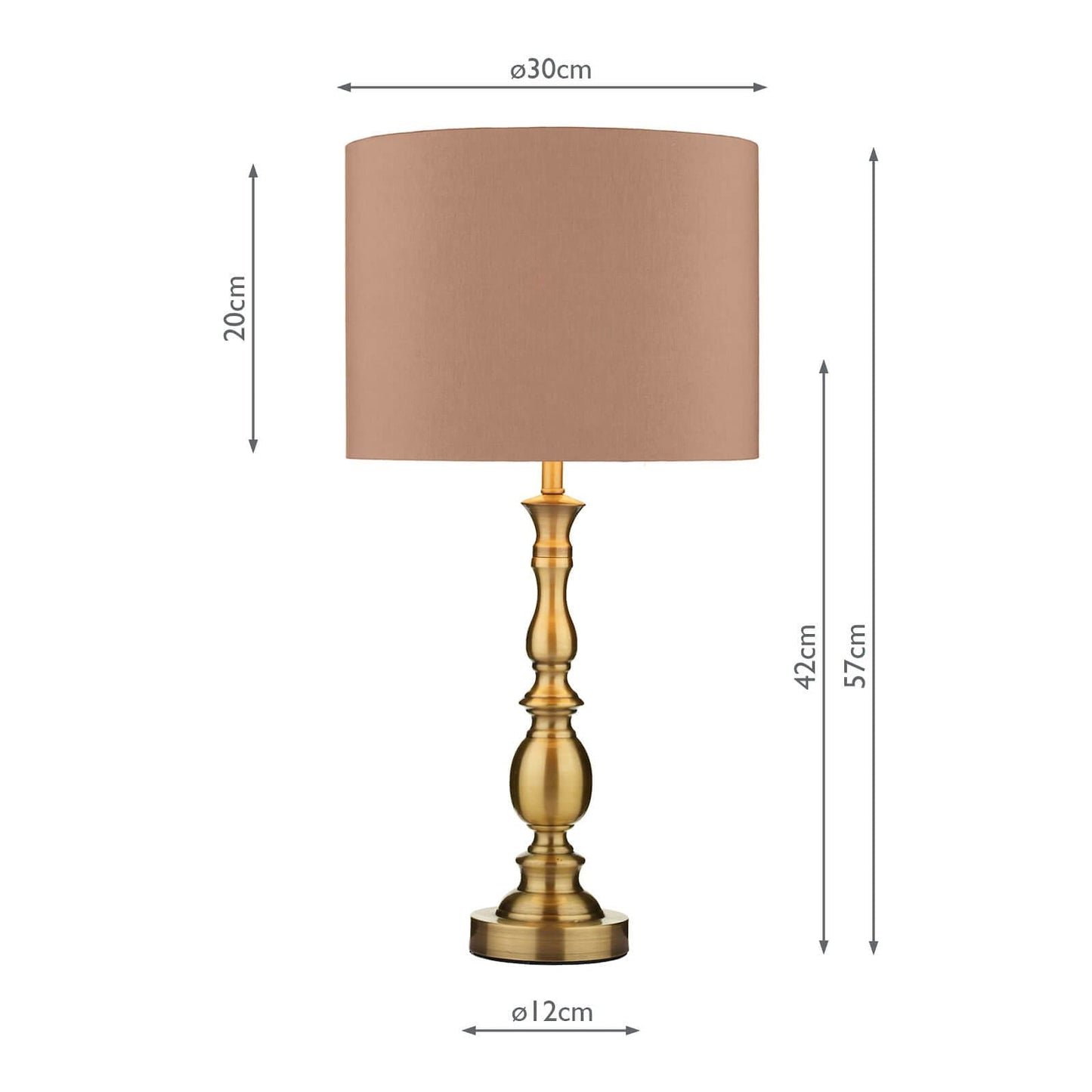 dar lighting Madrid Table Lamp Antique Brass With Shade MAD4275