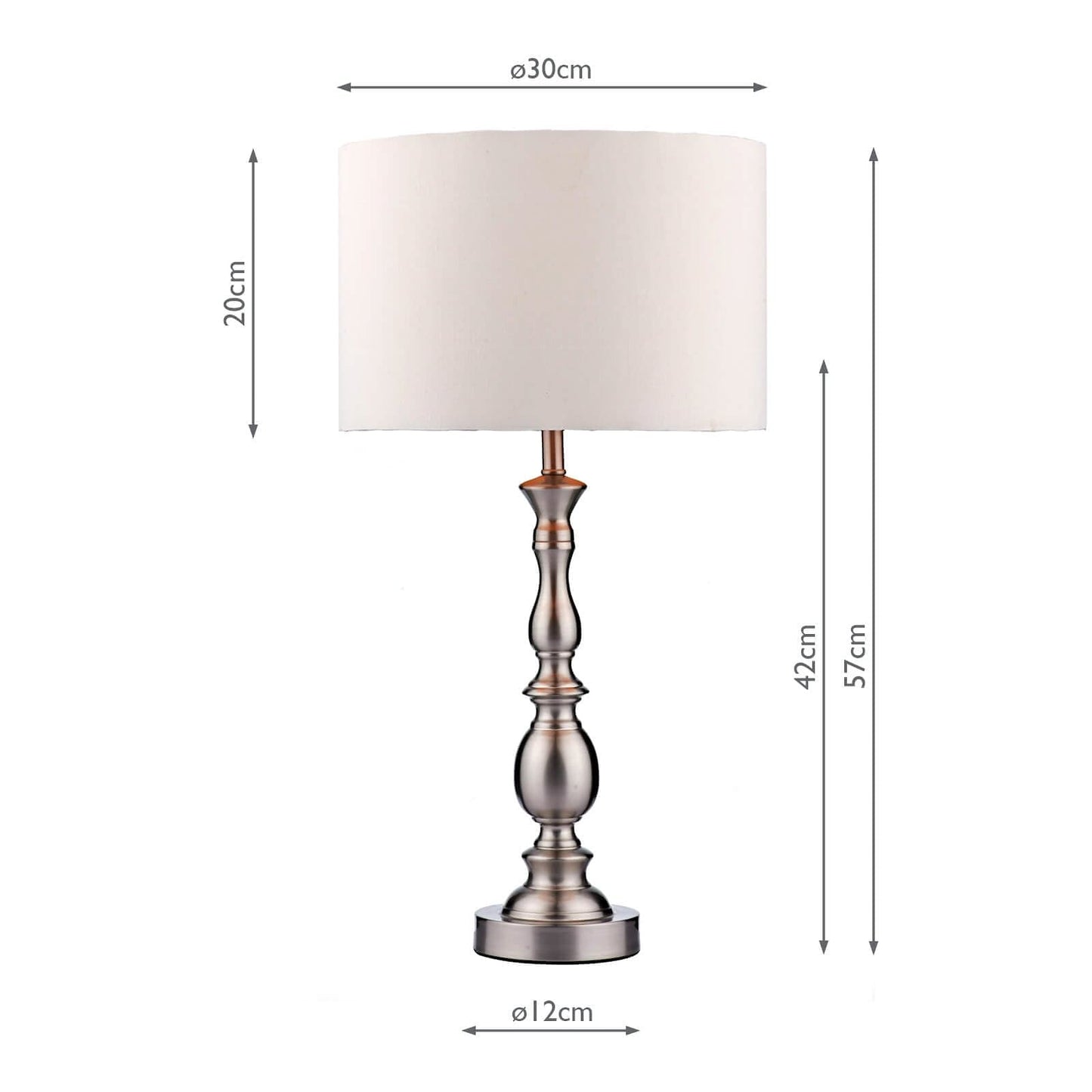 dar lighting Madrid Table Lamp Satin Chrome With Shade MAD4246