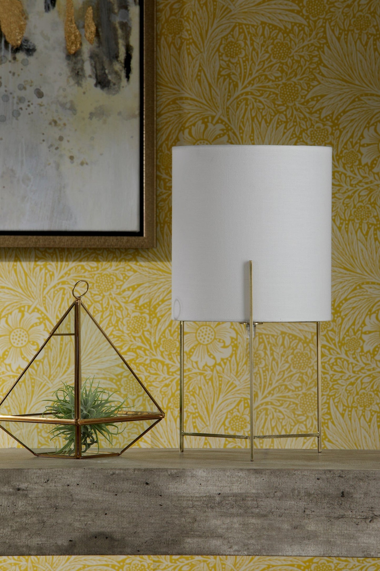 dar lighting Michaela Table Lamp Satin Gold With Shade MIC4135