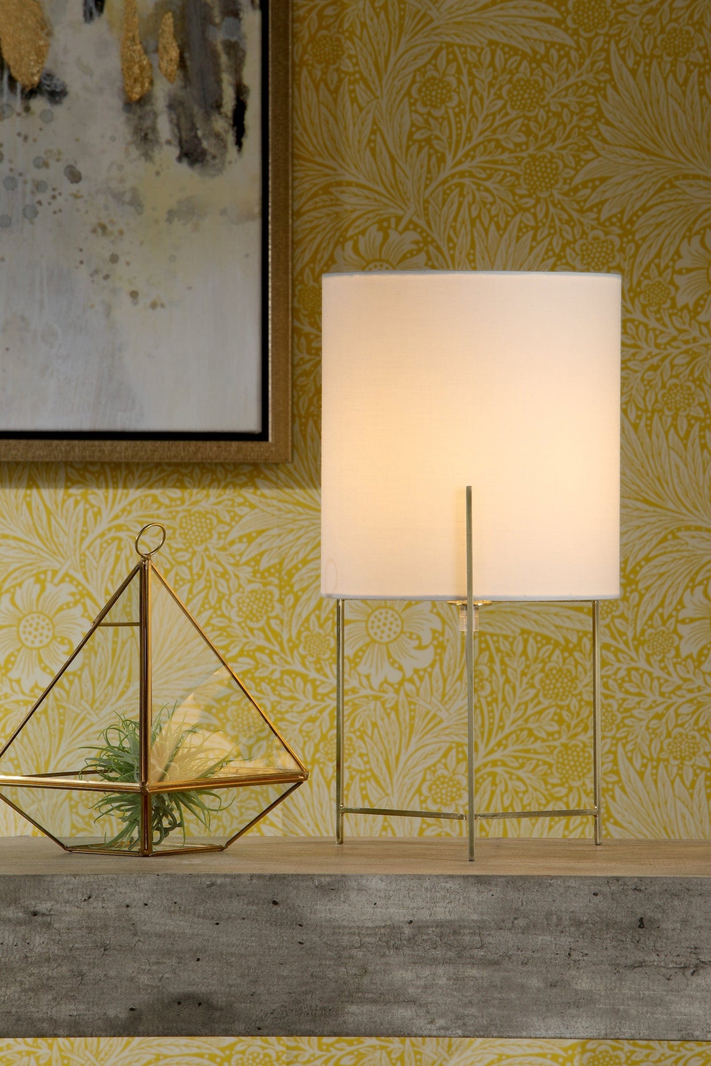 dar lighting Michaela Table Lamp Satin Gold With Shade MIC4135