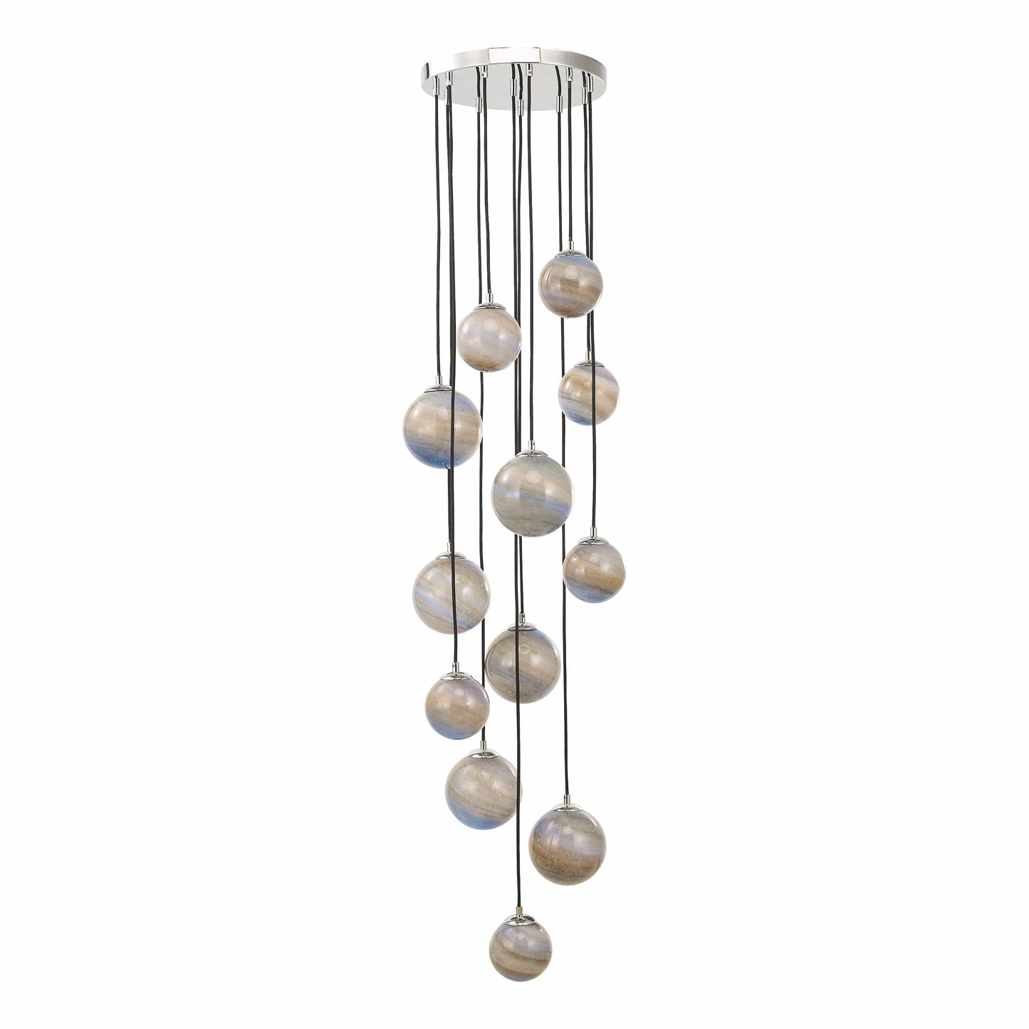 dar lighting Mikara 12 Light Cluster Pendant Polished Chrome Marble Effect Glass 1.5M MIK6350