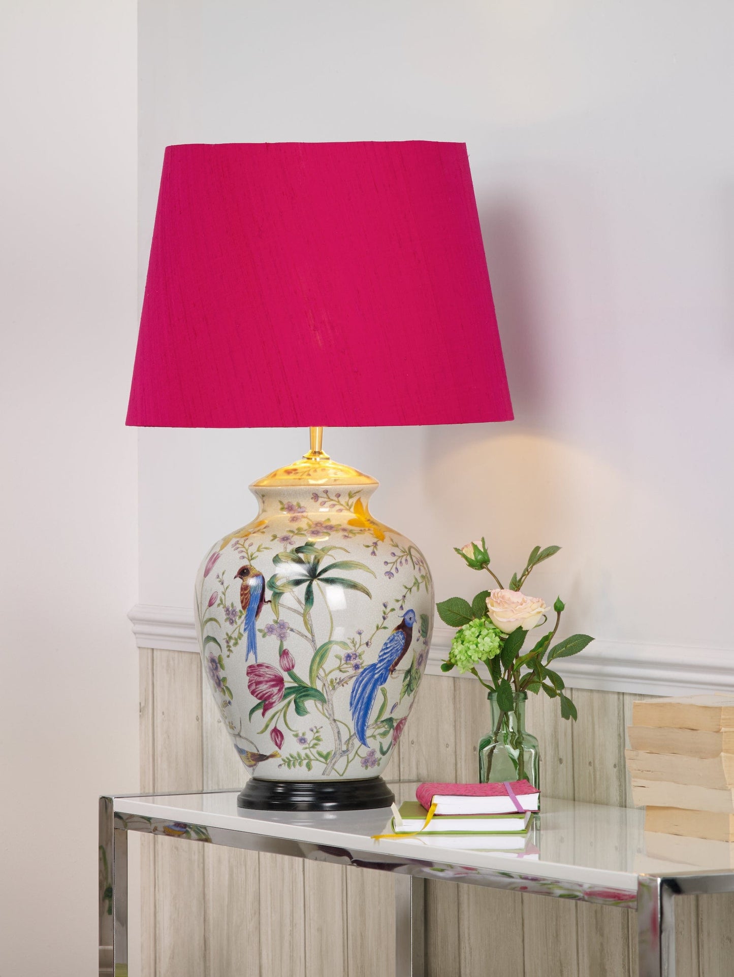 dar lighting Mimosa Table Lamp Floral/Bird Print Base Only MIM4202