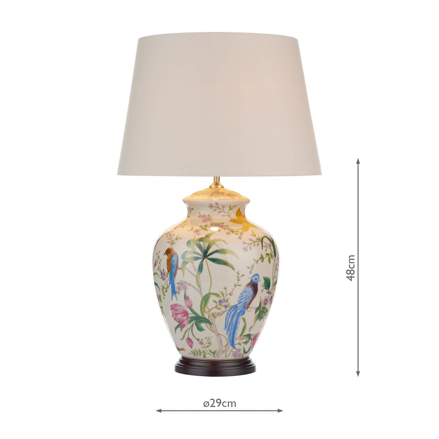 dar lighting Mimosa Table Lamp Floral/Bird Print Base Only MIM4202