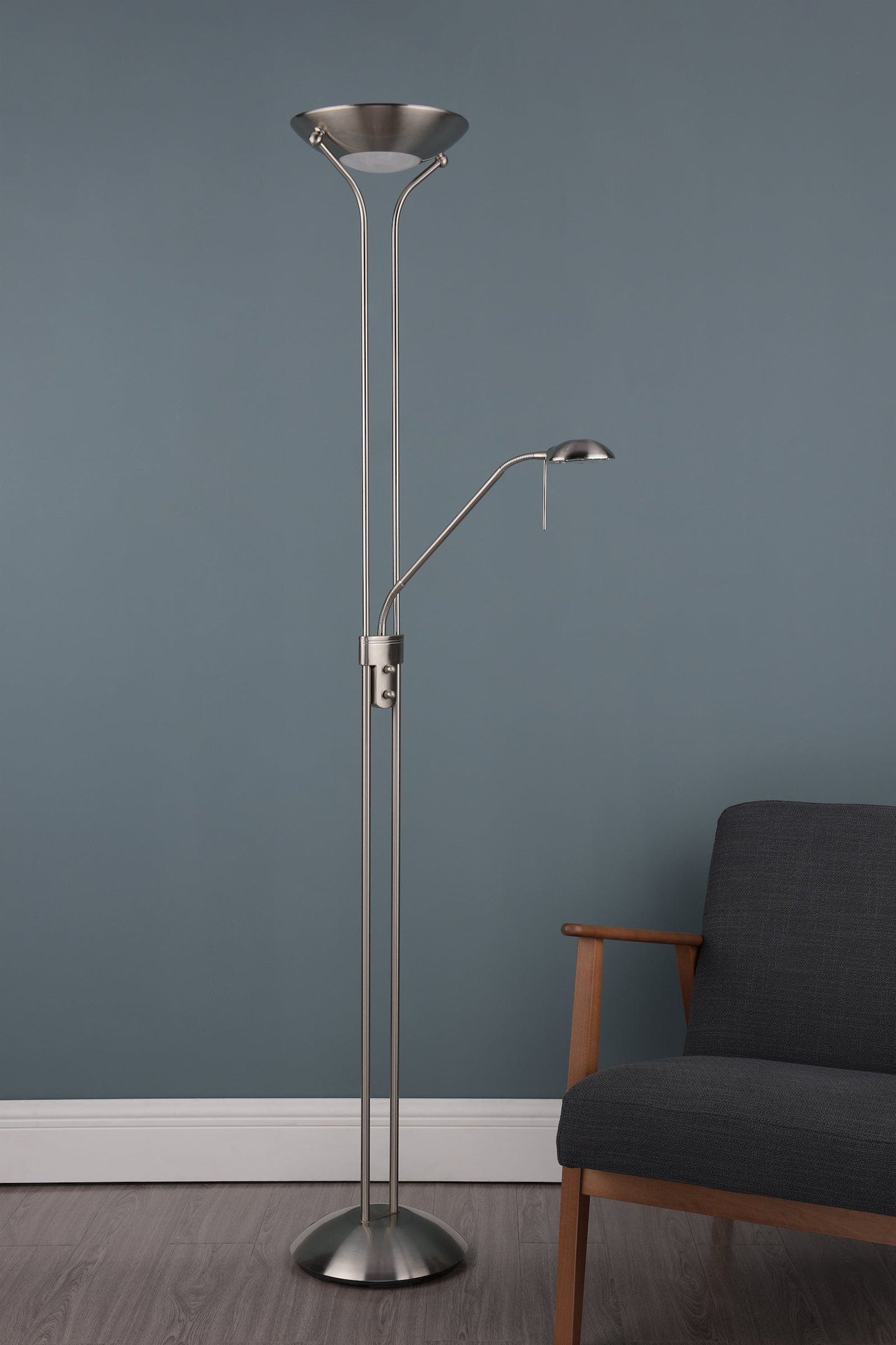 dar lighting Montana Mother & Child Floor Lamp Satin Chrome MON4946
