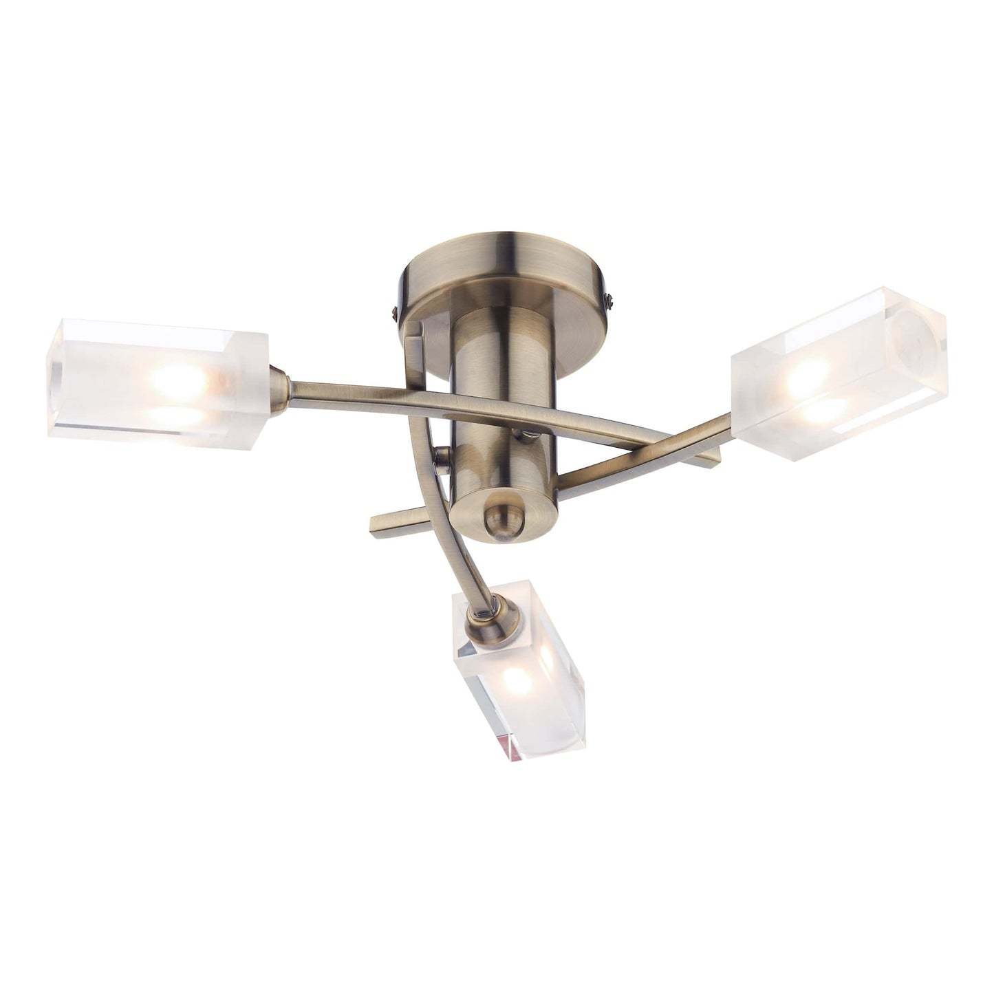 dar lighting Morgan 3 Light Semi Flush Antique Brass MOR0375