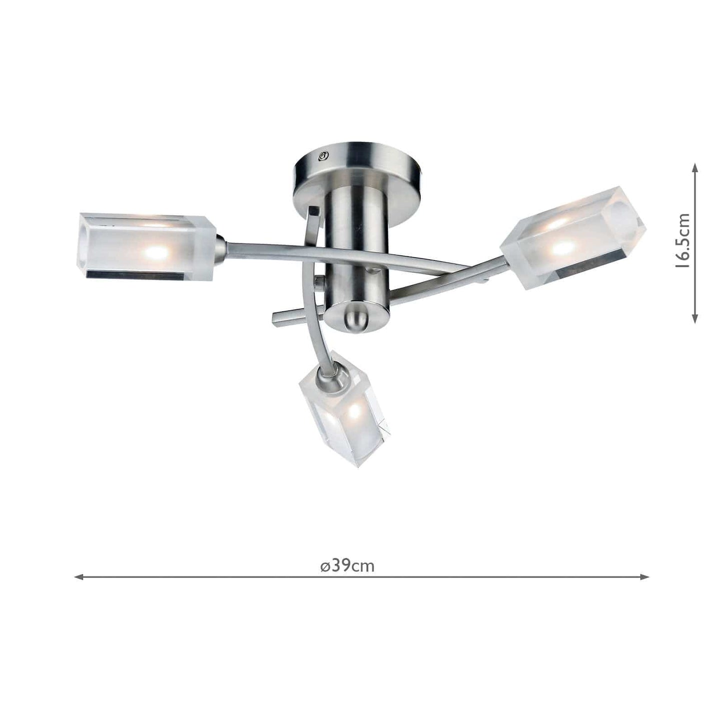 dar lighting Morgan 3 Light Semi Flush Satin Chrome MOR0346