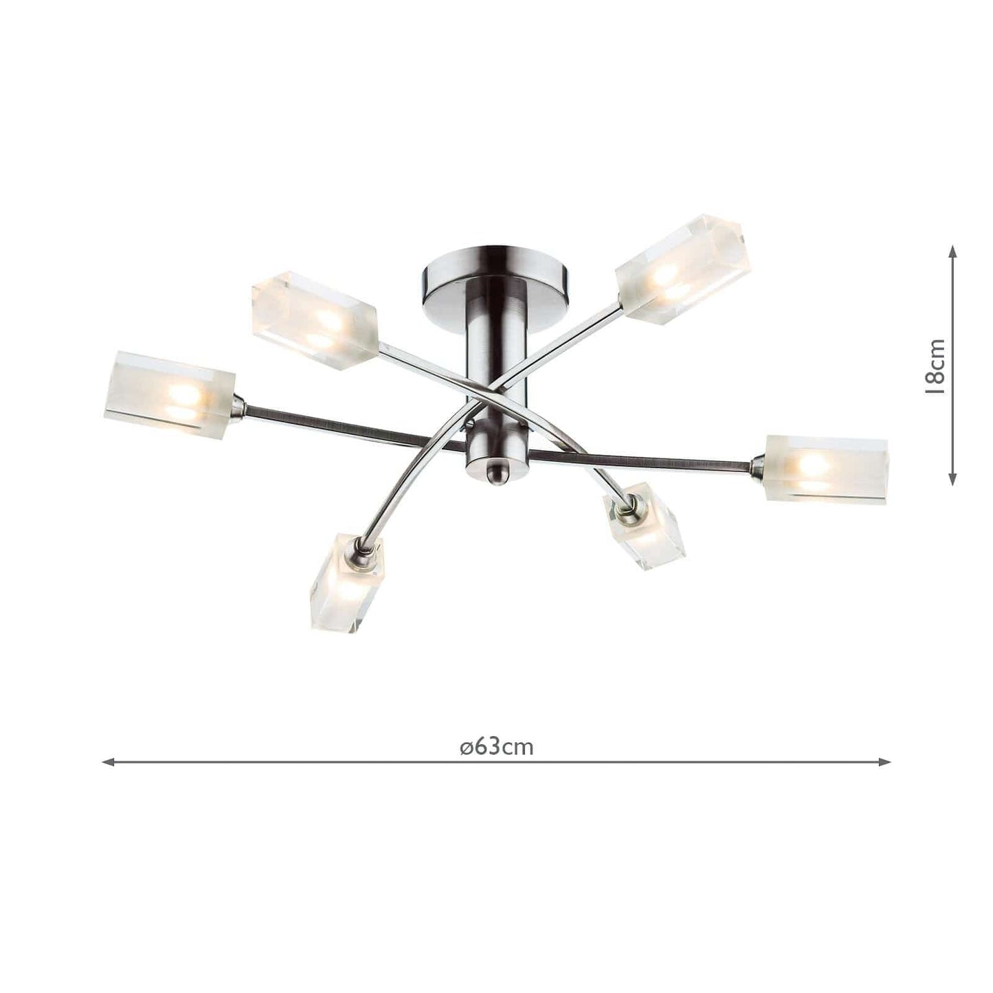 dar lighting Morgan 6 Light Semi Flush Satin Chrome MOR6446