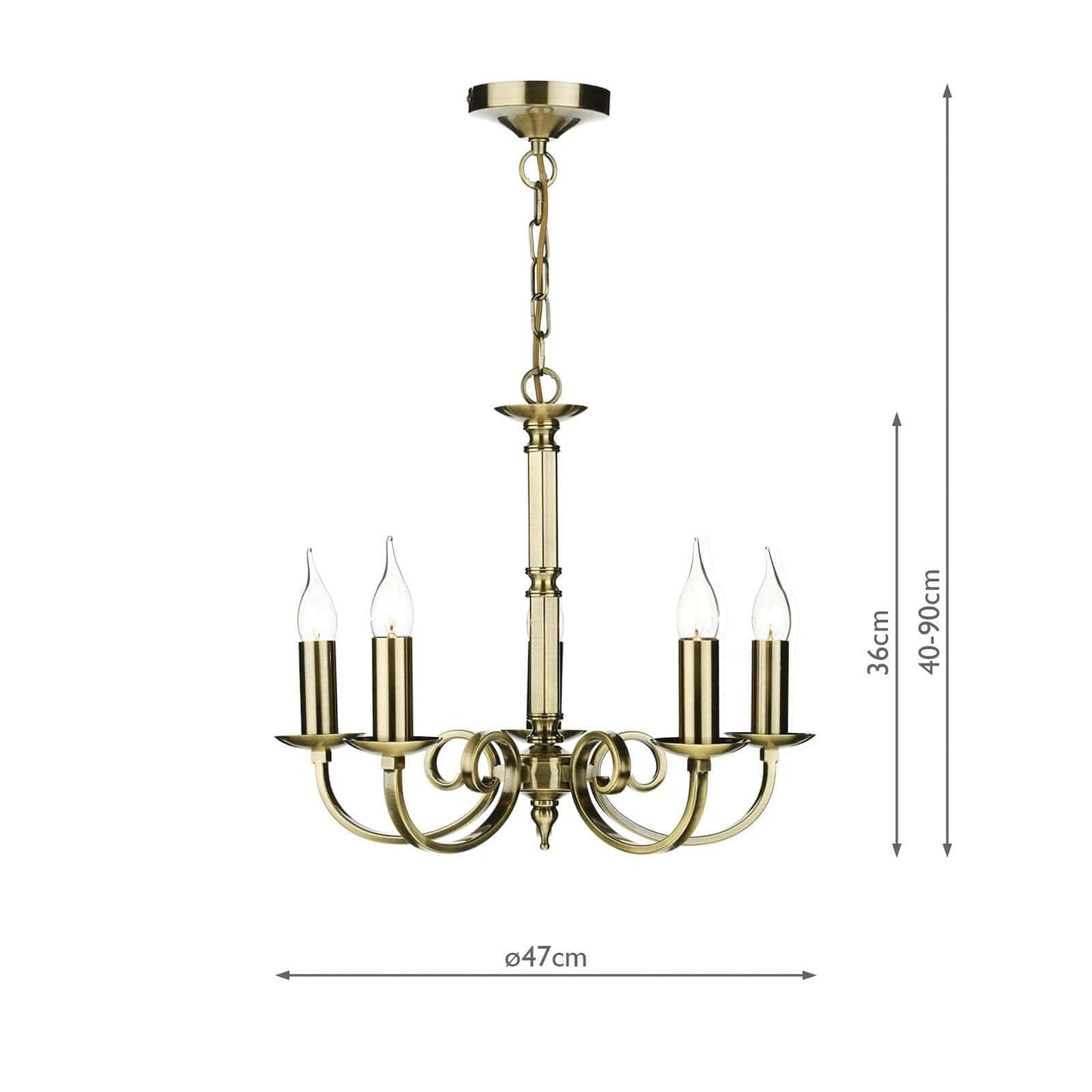 dar lighting Murray 5 Light Dual Mount Pendant Antique Brass MUR0575