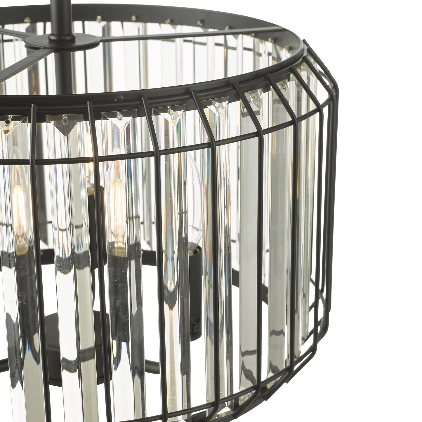 dar lighting Naeva 3 Light Pendant Satin Black Crystal NAE0322