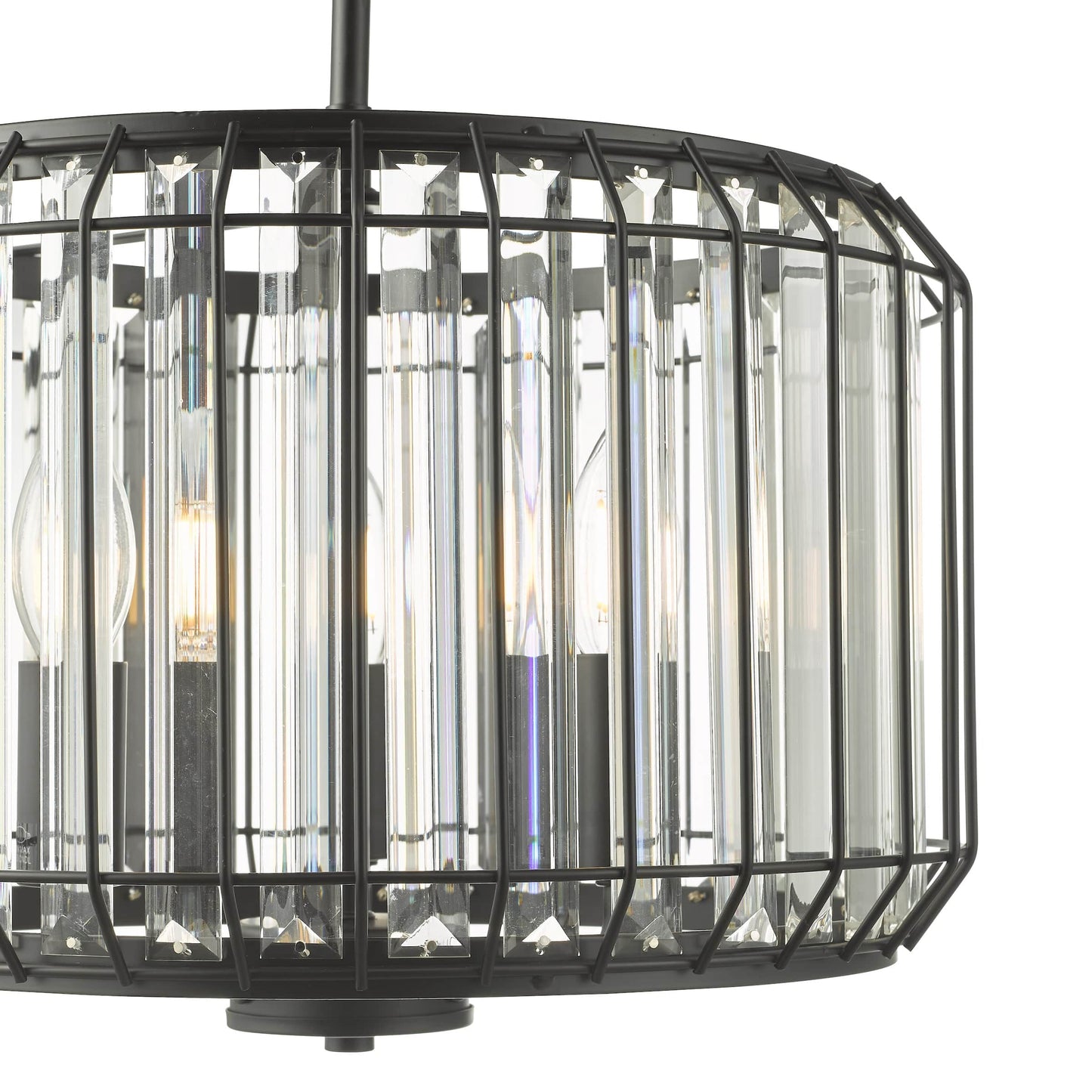 dar lighting Naeva 3 Light Pendant Satin Black Crystal NAE0322