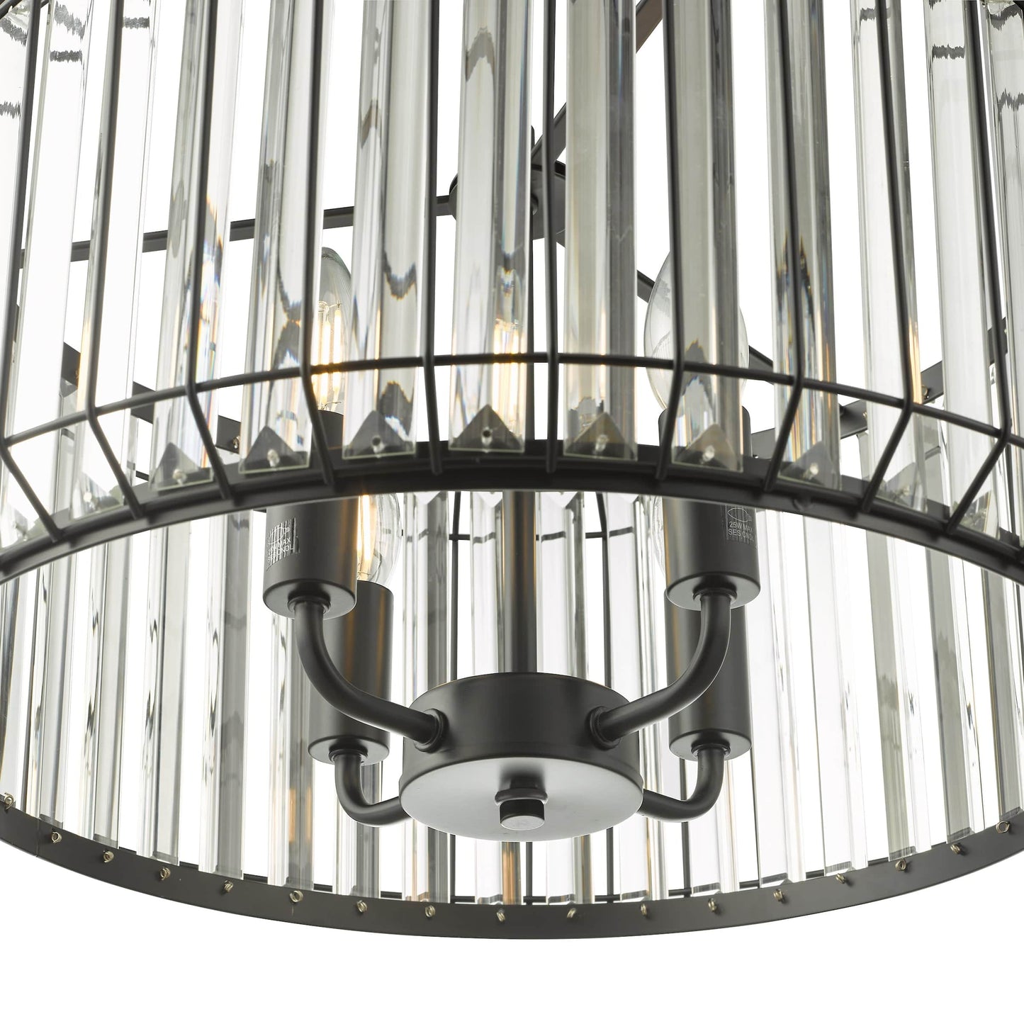 dar lighting Naeva 4 Light Pendant Satin Black Crystal NAE0422