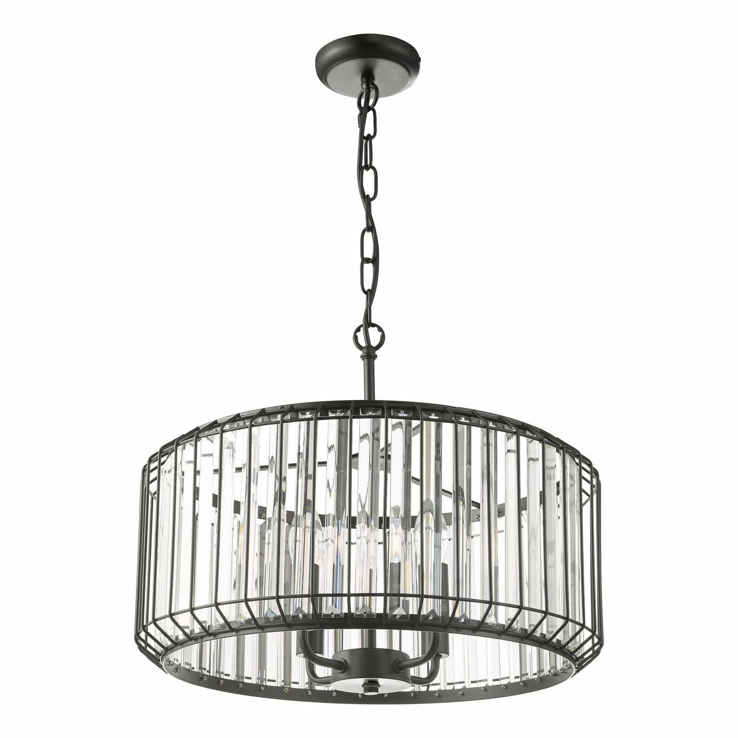 dar lighting Naeva 4 Light Pendant Satin Black Crystal NAE0422
