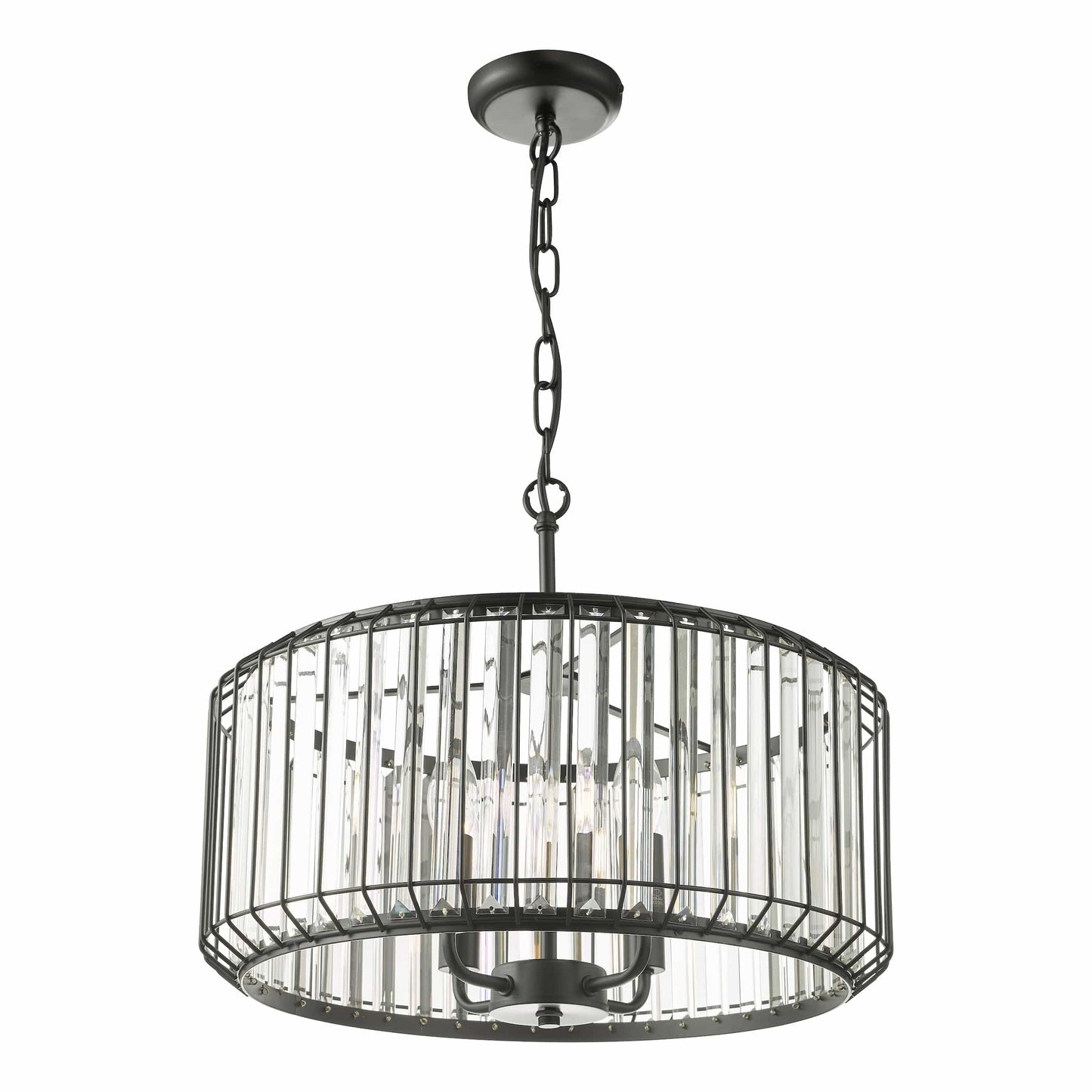 dar lighting Naeva 4 Light Pendant Satin Black Crystal NAE0422