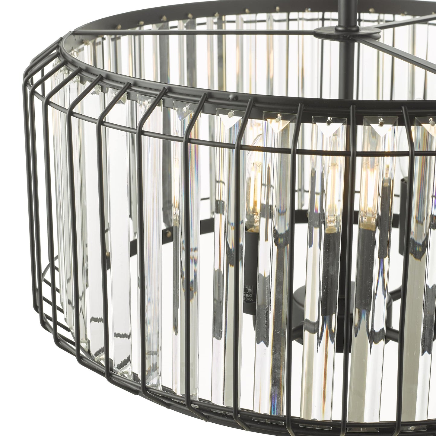 dar lighting Naeva 4 Light Pendant Satin Black Crystal NAE0422