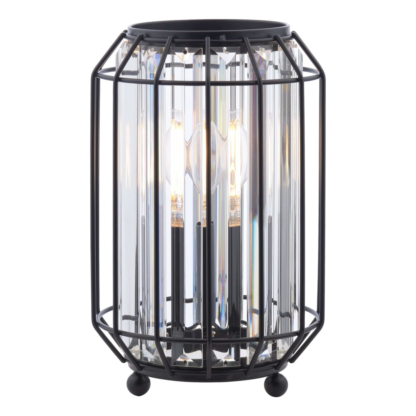 dar lighting Naeva Table Lamp Matt Black and Crystal NAE4222