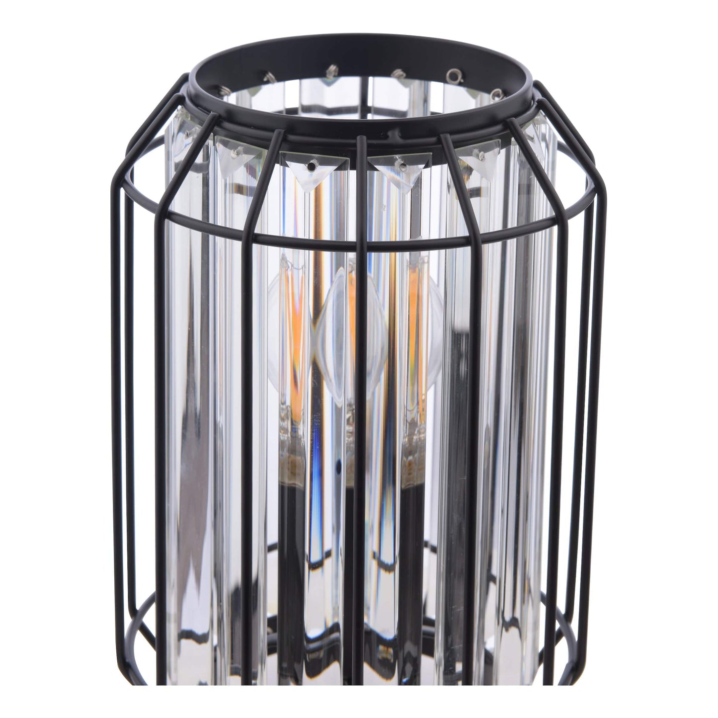 dar lighting Naeva Table Lamp Matt Black and Crystal NAE4222