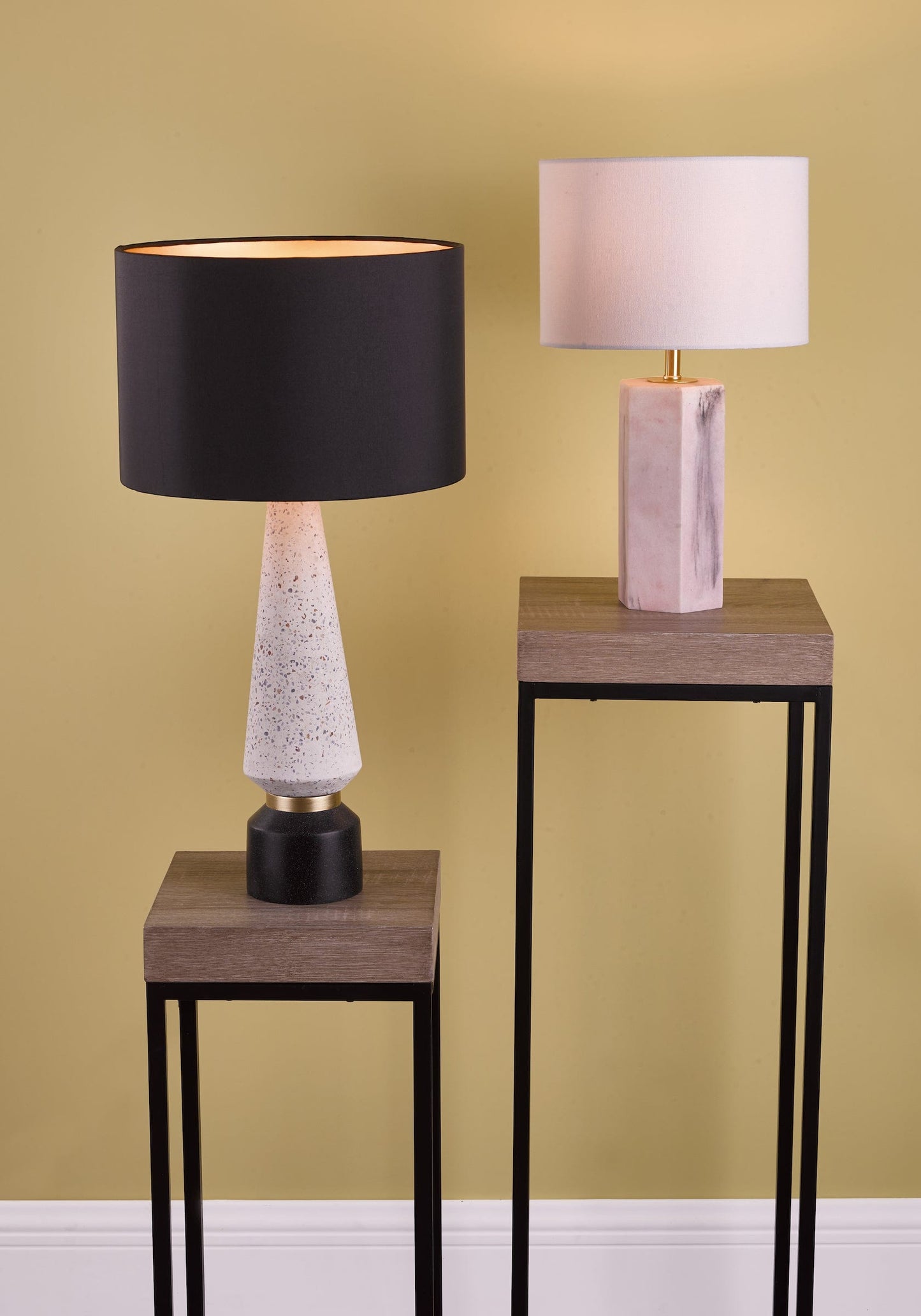 dar lighting Nalani Table Lamp Pink Marble Effect With Shade NAL4203