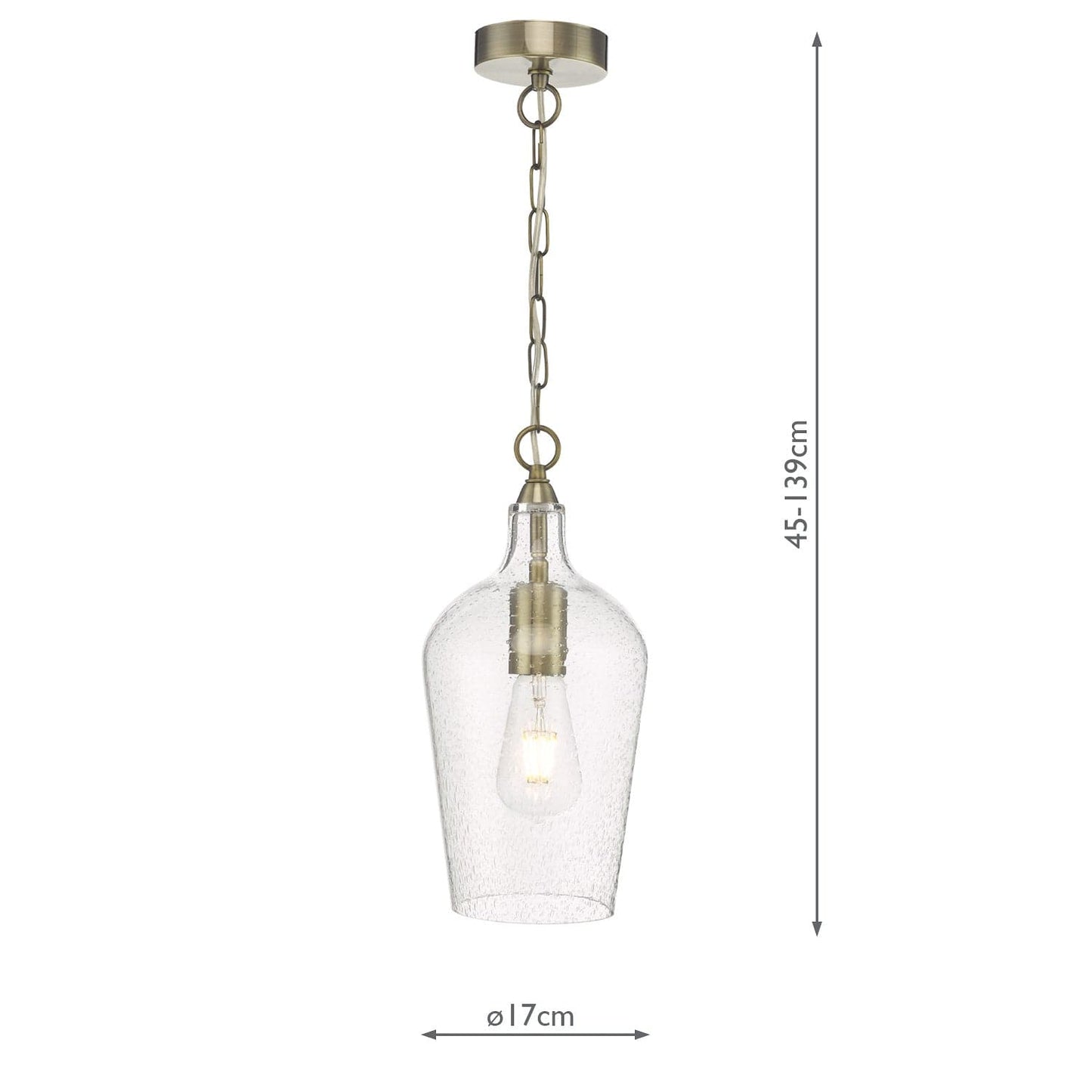 dar lighting Nida Pendant Antique Brass Glass NID0175