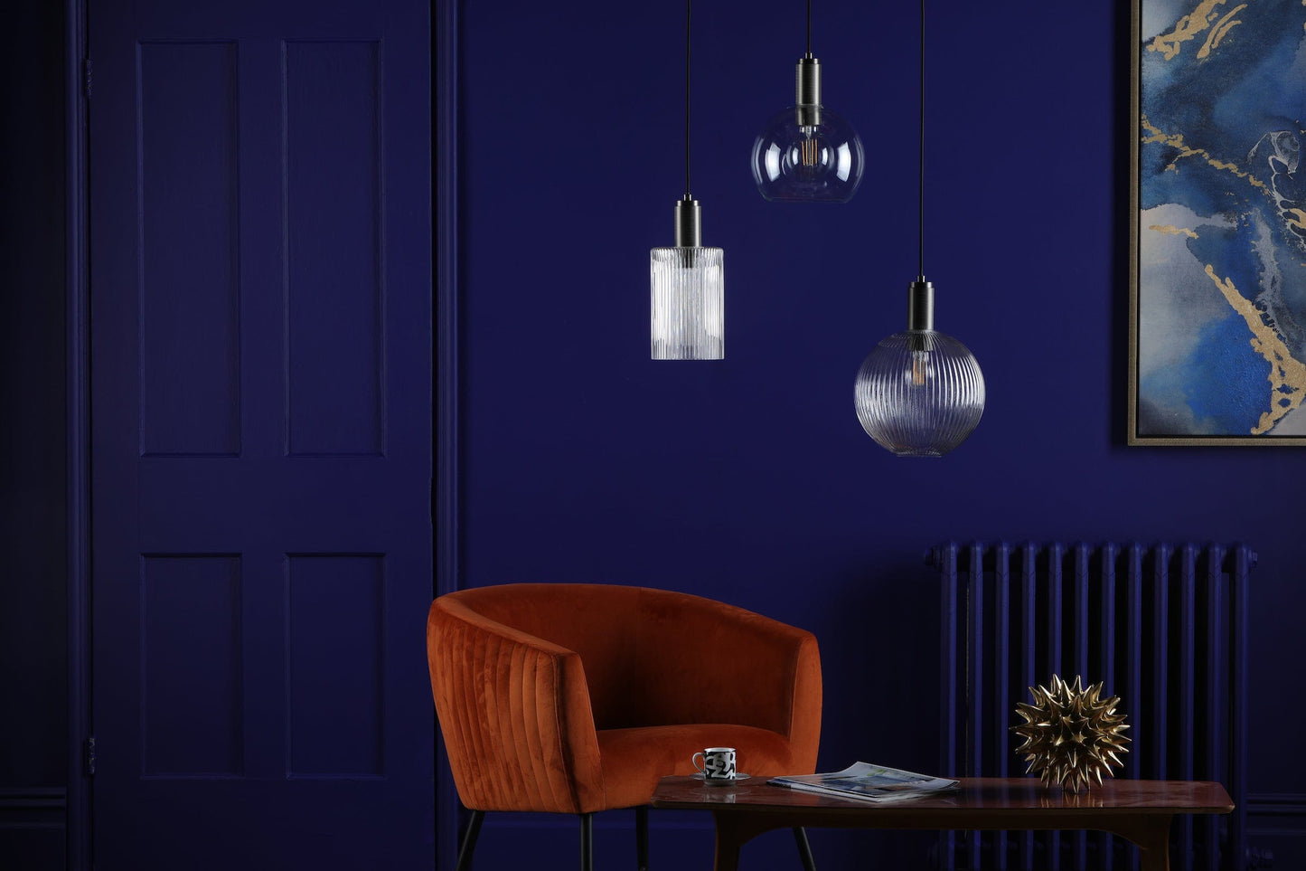 dar lighting Nikolas Pendant Antique Chrome Round Clear Glass NIK0167-E03
