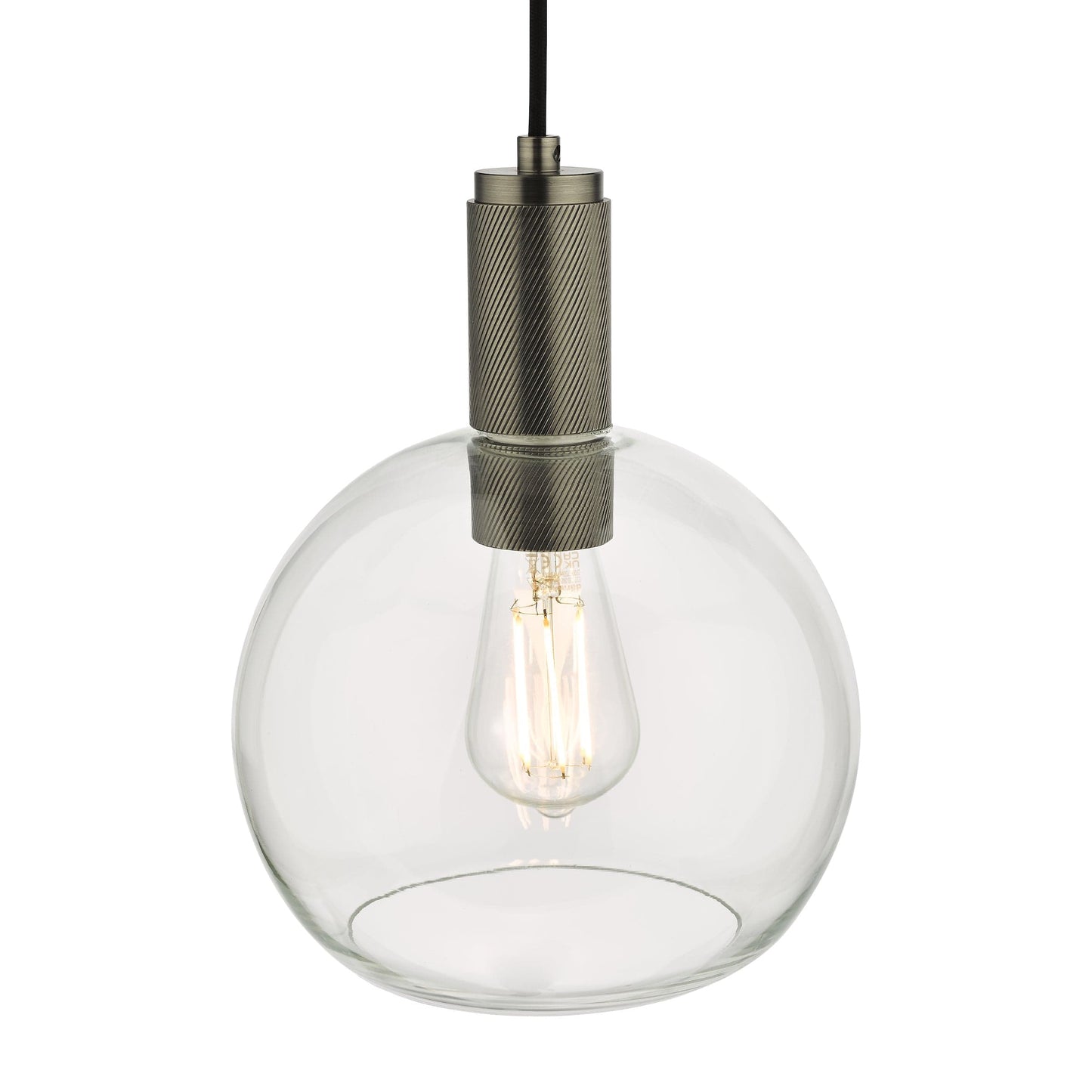 dar lighting Nikolas Pendant Antique Chrome Round Clear Glass NIK0167-E03