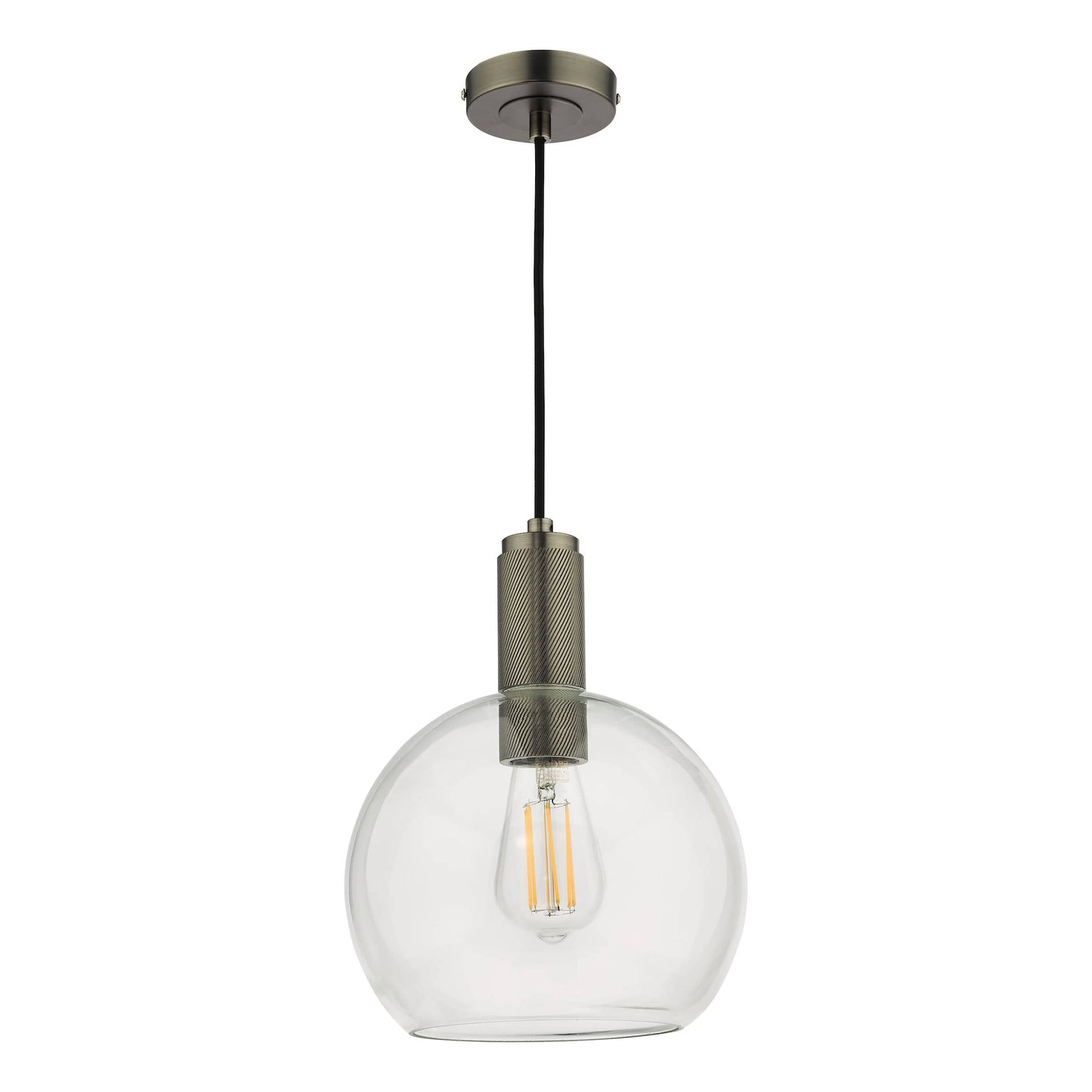 dar lighting Nikolas Pendant Antique Chrome Round Clear Glass NIK0167-E03
