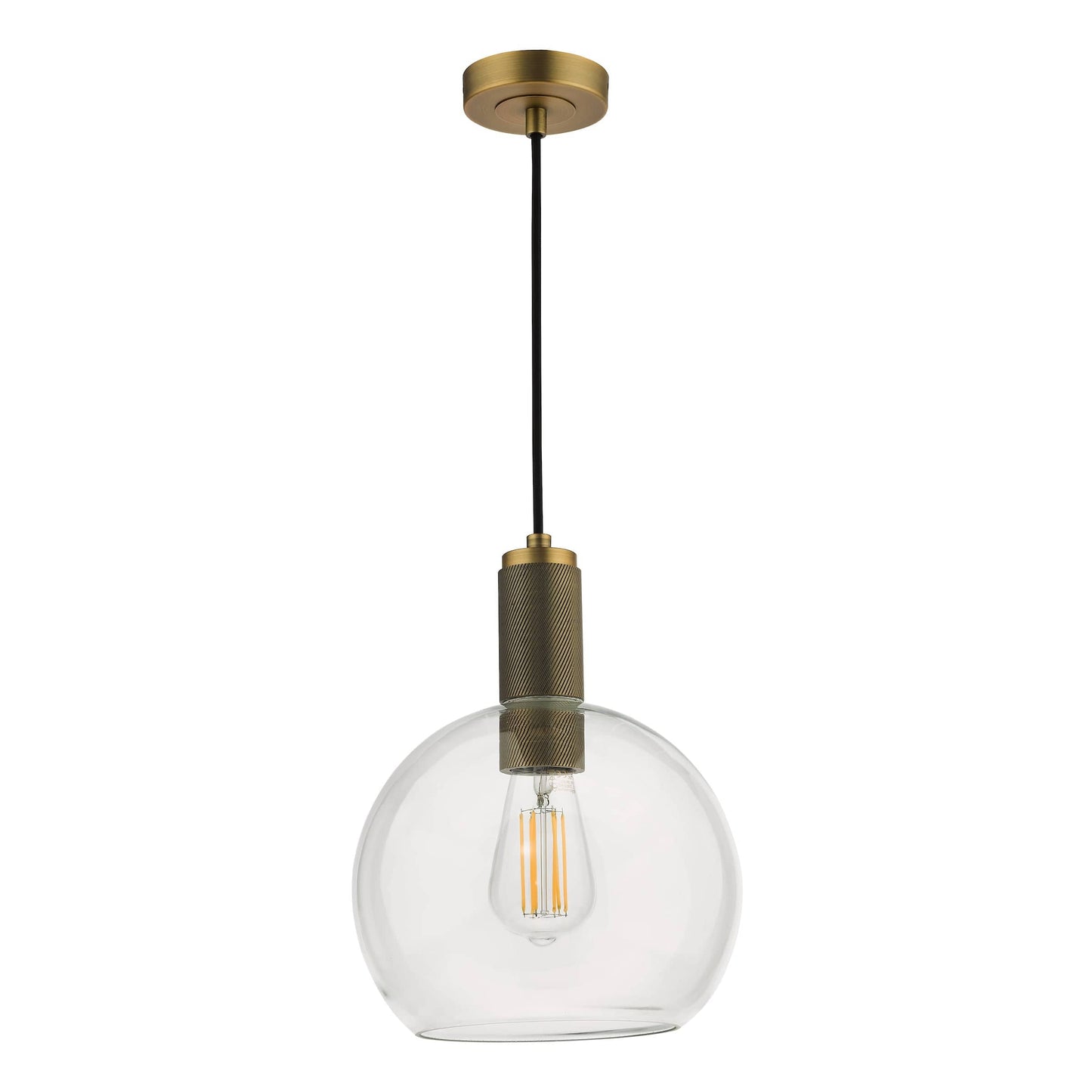 dar lighting Nikolas Pendant Natural Solid Brass Round Clear Glass NIK0140-E03