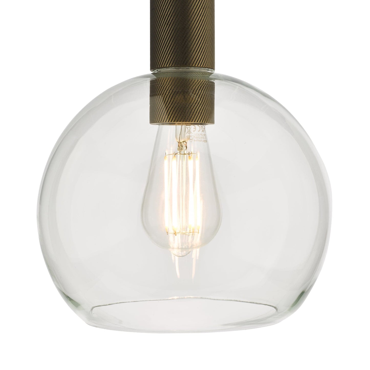 dar lighting Nikolas Pendant Natural Solid Brass Round Clear Glass NIK0140-E03