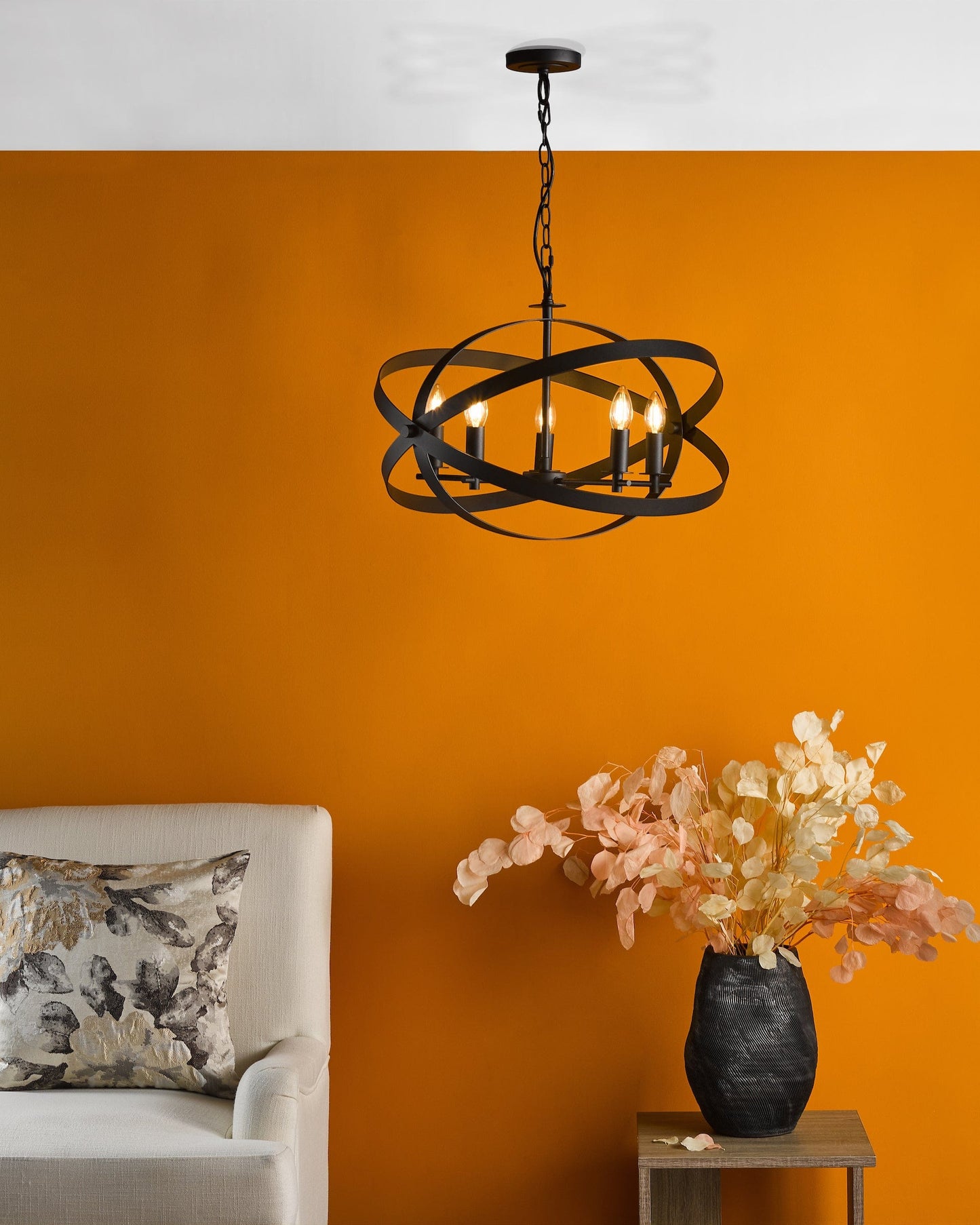 dar lighting Nitya 5 Light Pendant Matt Black NIT0522