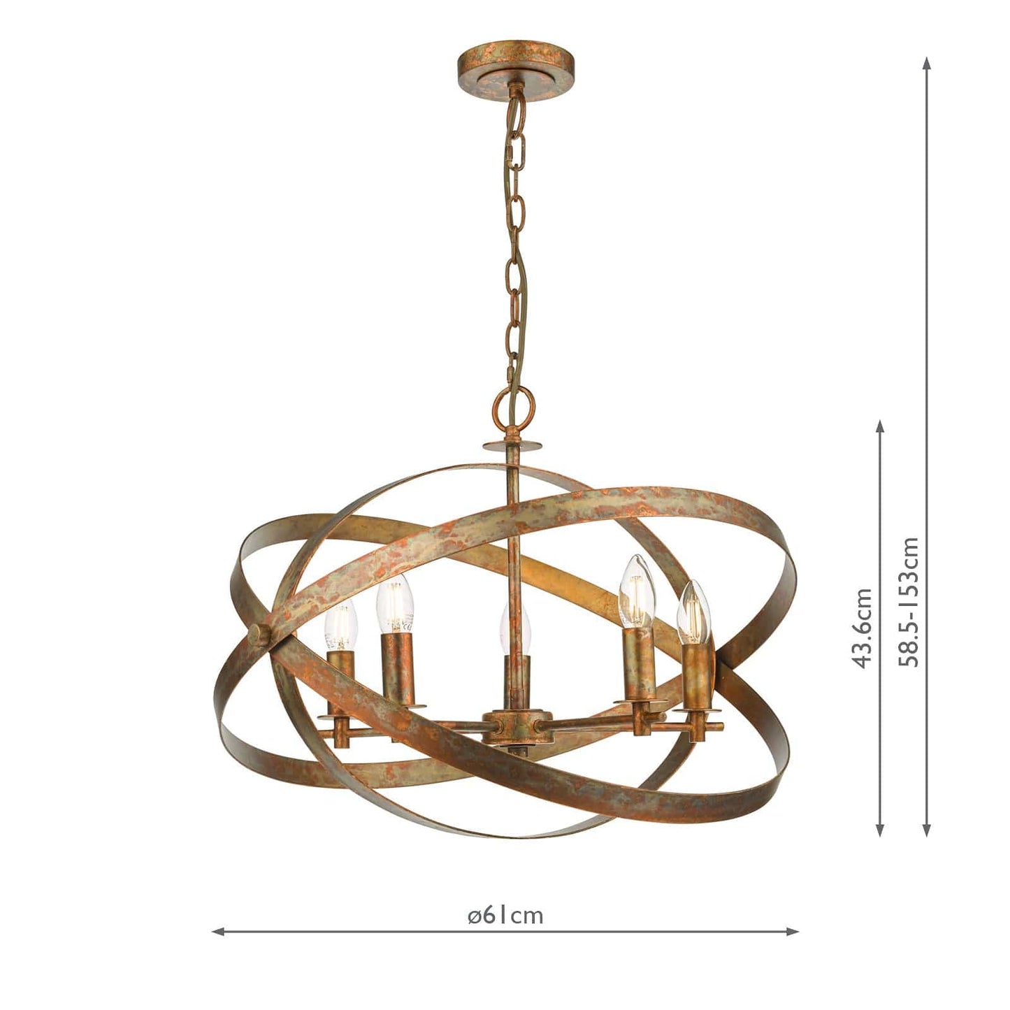 dar lighting Nitya 5 Light Pendant Mottled Copper NIT0564