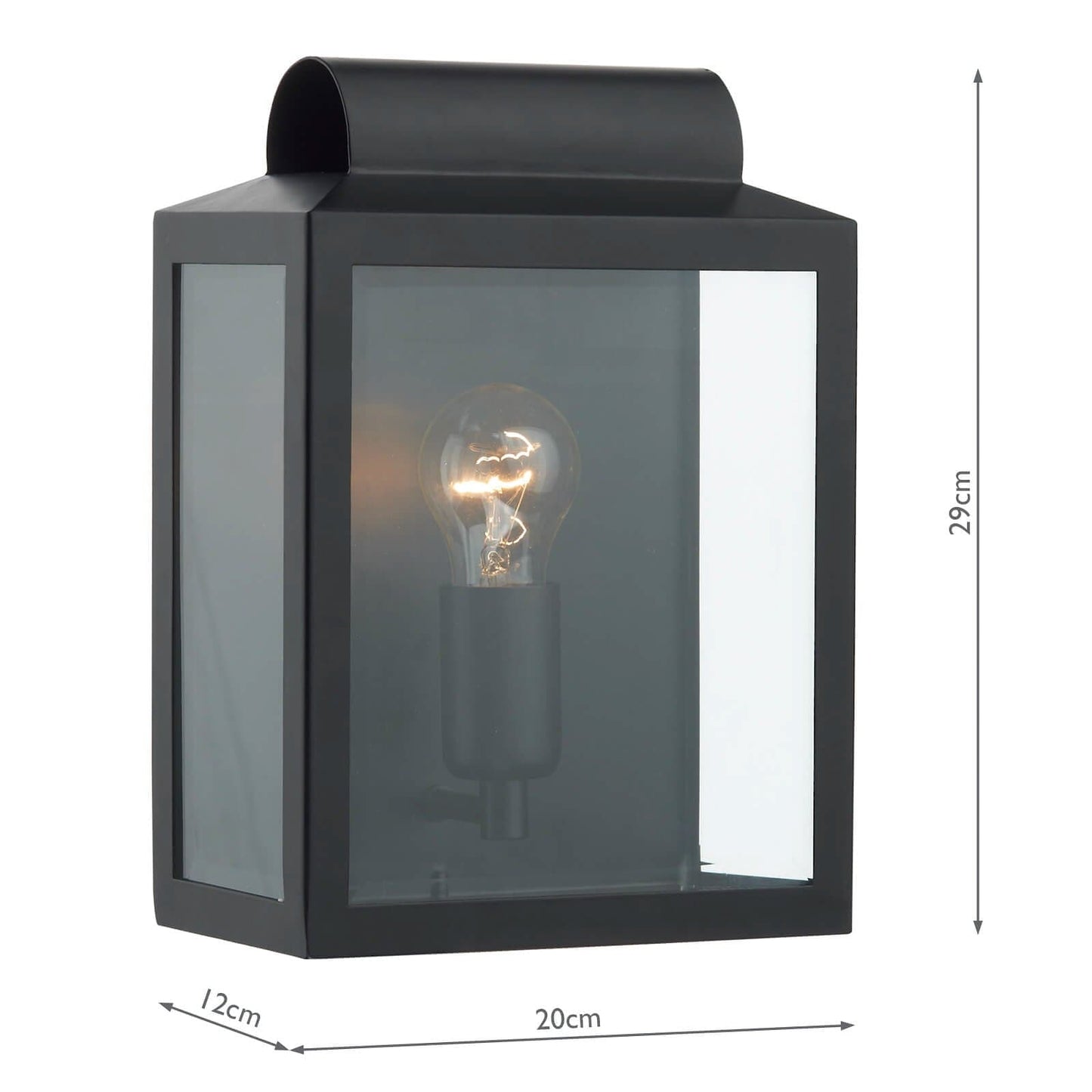 dar lighting Notary Outdoor Wall Light Black Glass IP44 NOT2122