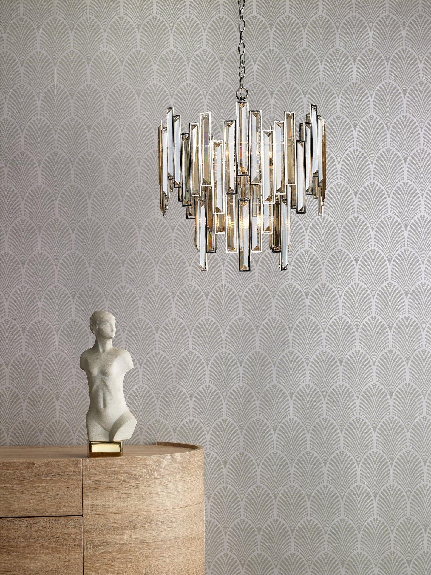 dar lighting Odile 6 Light Pendant Champagne Crystal Polished Nickel Frame ODI0620