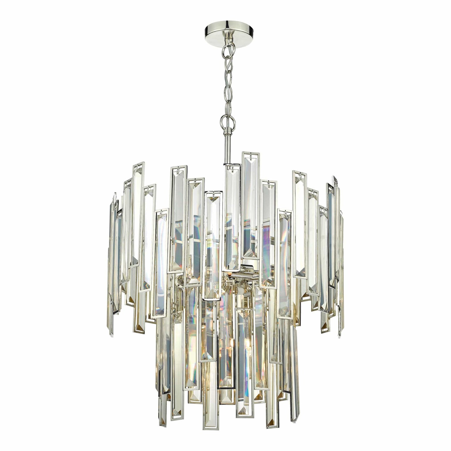 dar lighting Odile 6 Light Pendant Champagne Crystal Polished Nickel Frame ODI0620