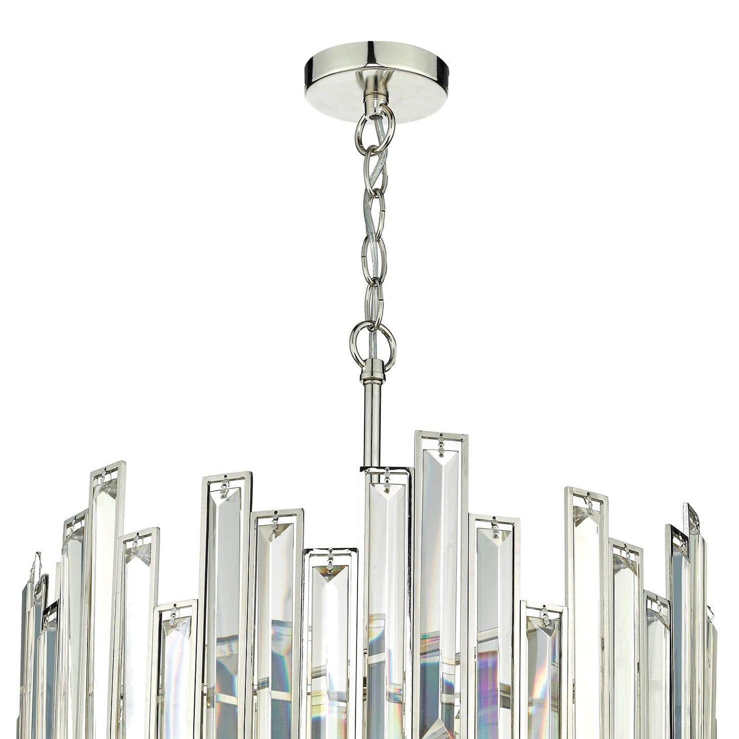 dar lighting Odile 6 Light Pendant Champagne Crystal Polished Nickel Frame ODI0620