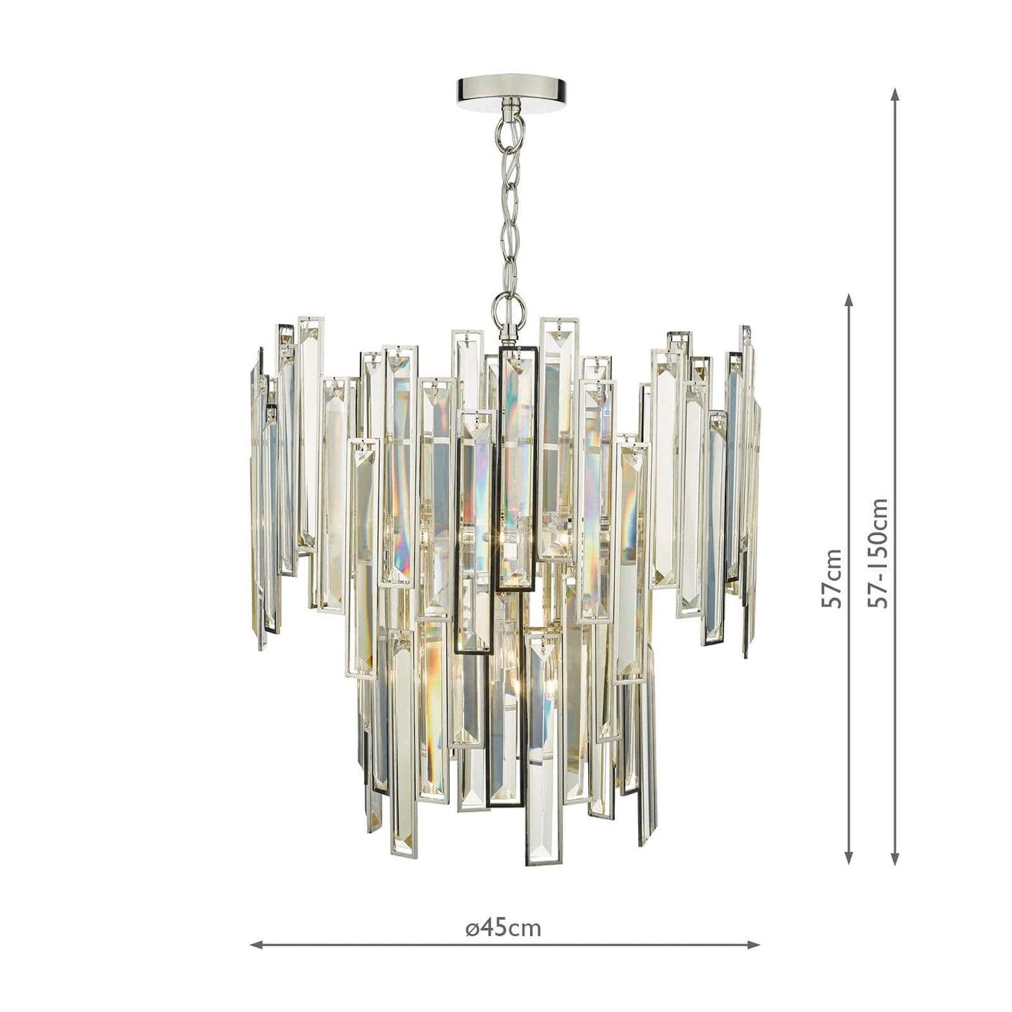 dar lighting Odile 6 Light Pendant Champagne Crystal Polished Nickel Frame ODI0620