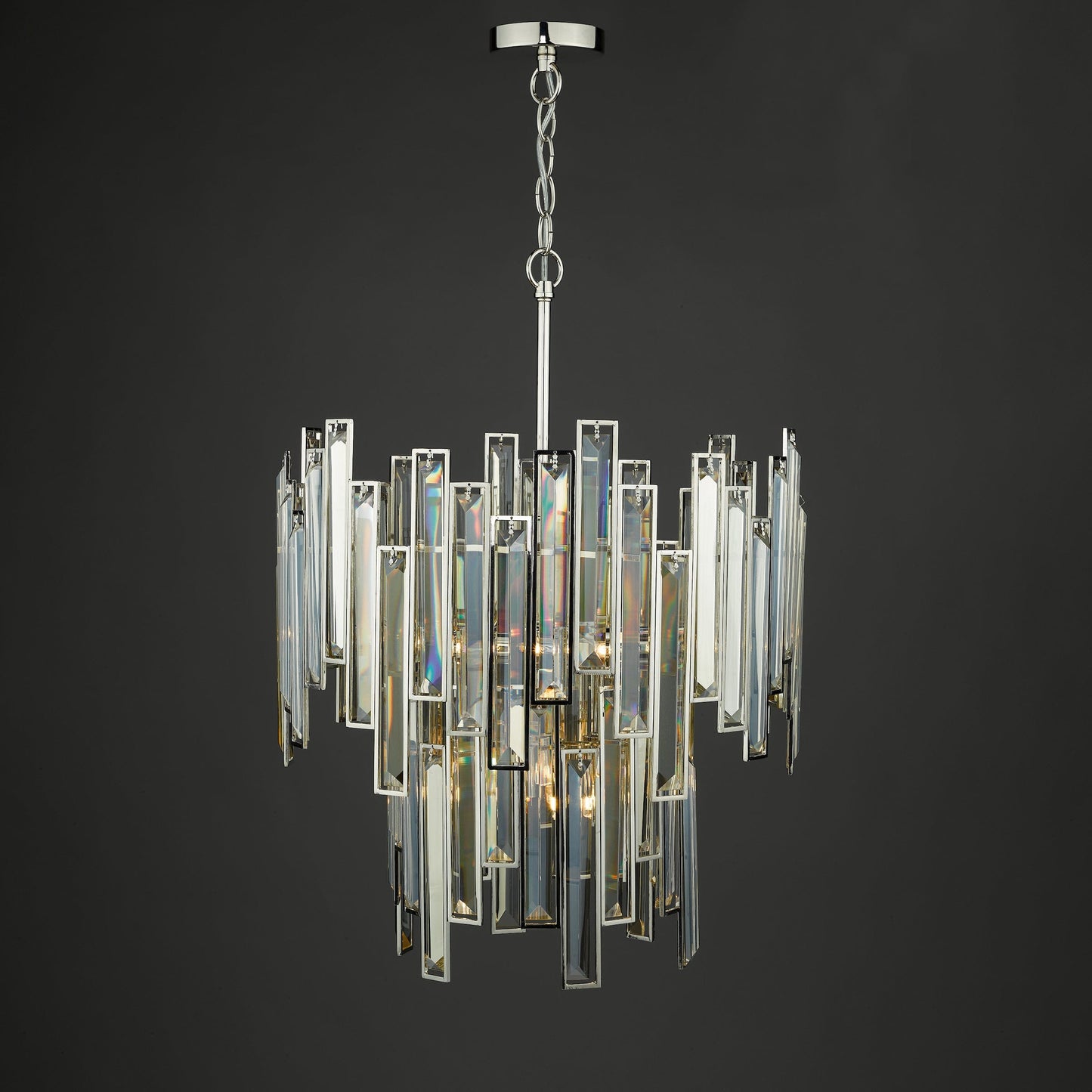 dar lighting Odile 6 Light Pendant Champagne Crystal Polished Nickel Frame ODI0620