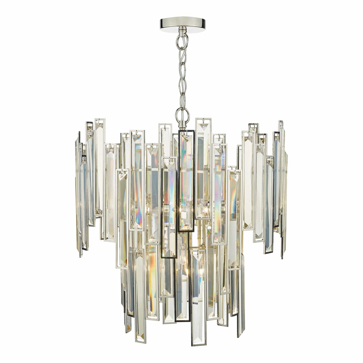 dar lighting Odile 6 Light Pendant Champagne Crystal Polished Nickel Frame ODI0620