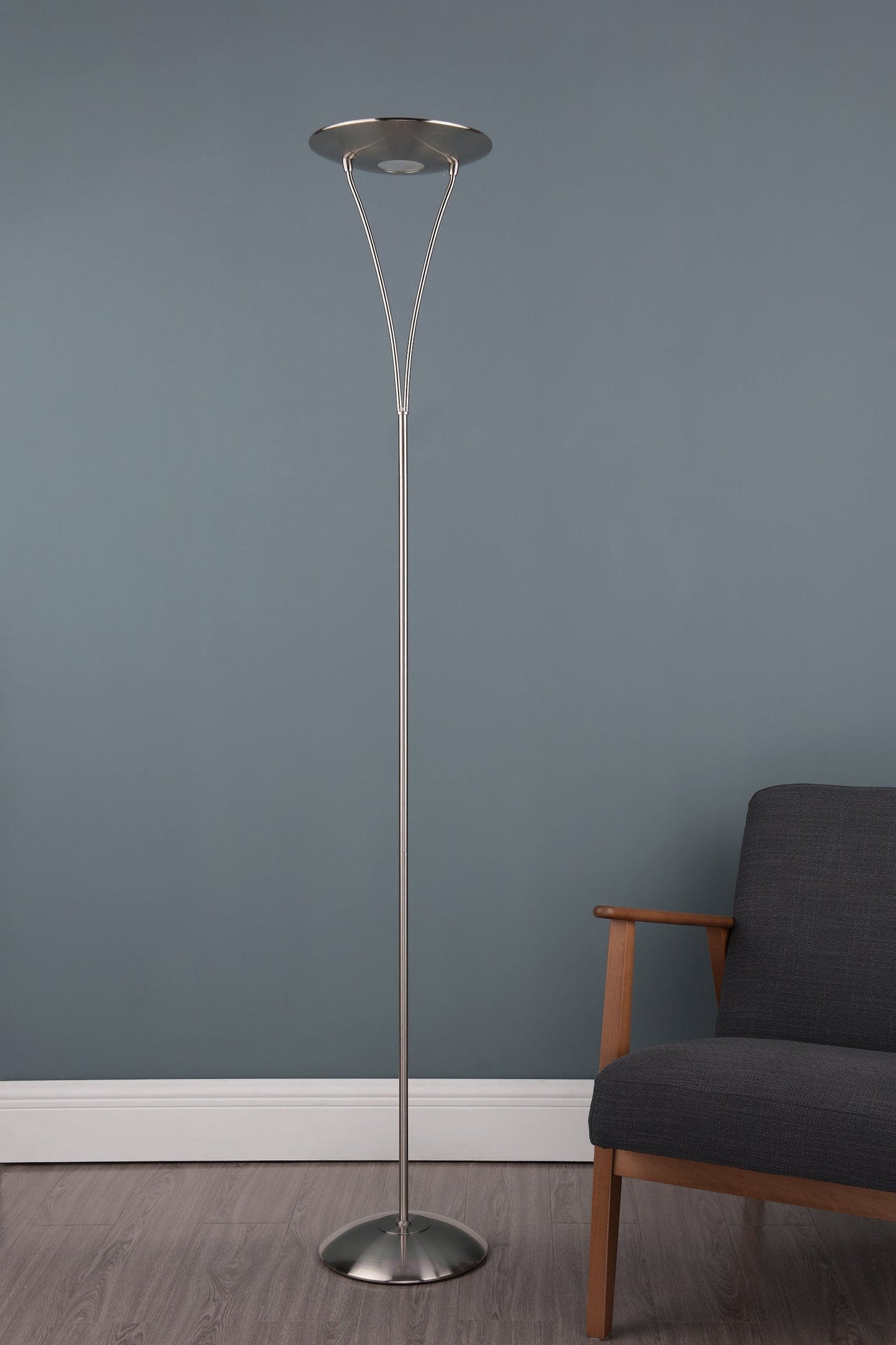 dar lighting Opus Floor Lamp Satin Chrome OPU4946