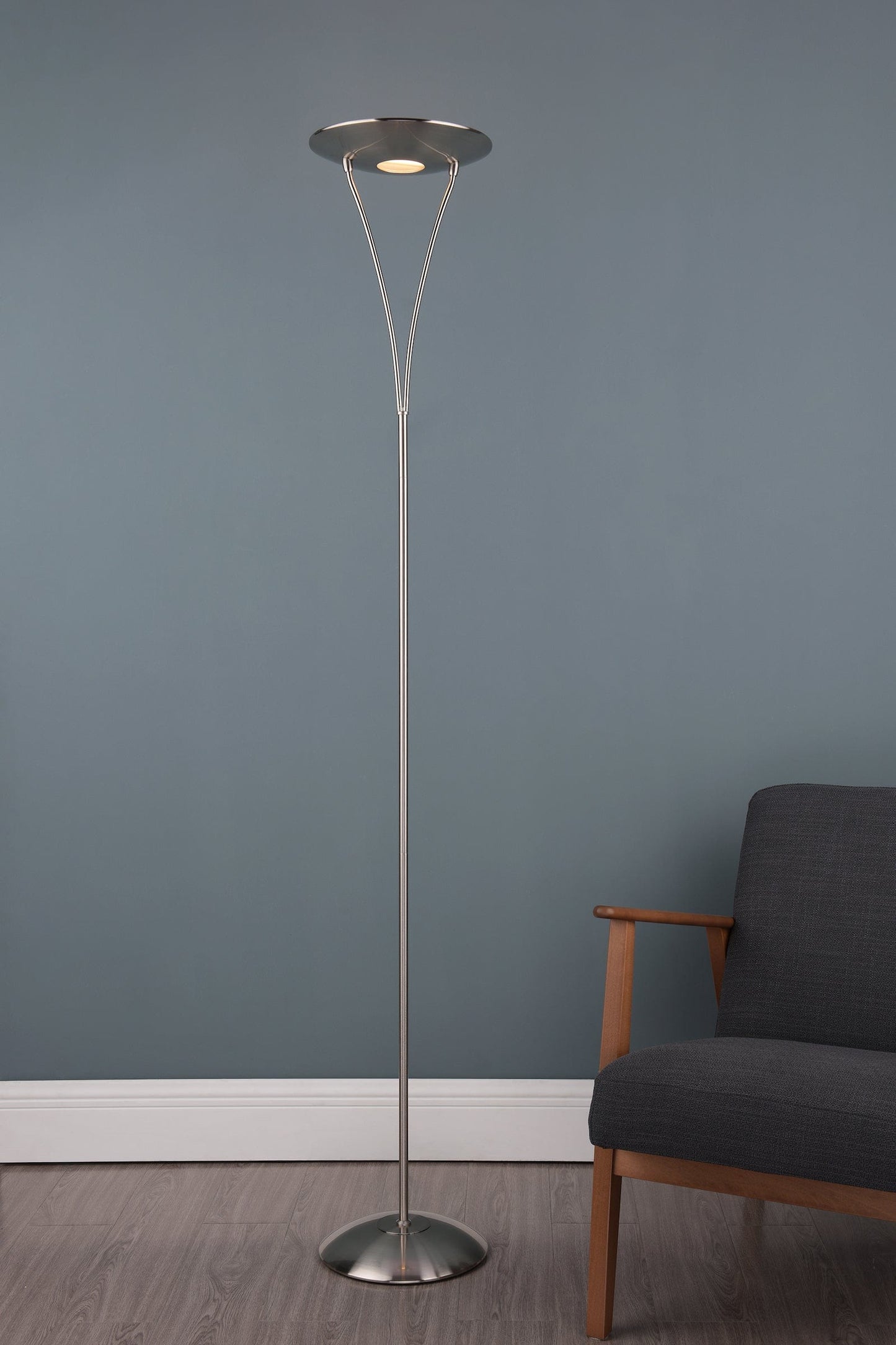 dar lighting Opus Floor Lamp Satin Chrome OPU4946