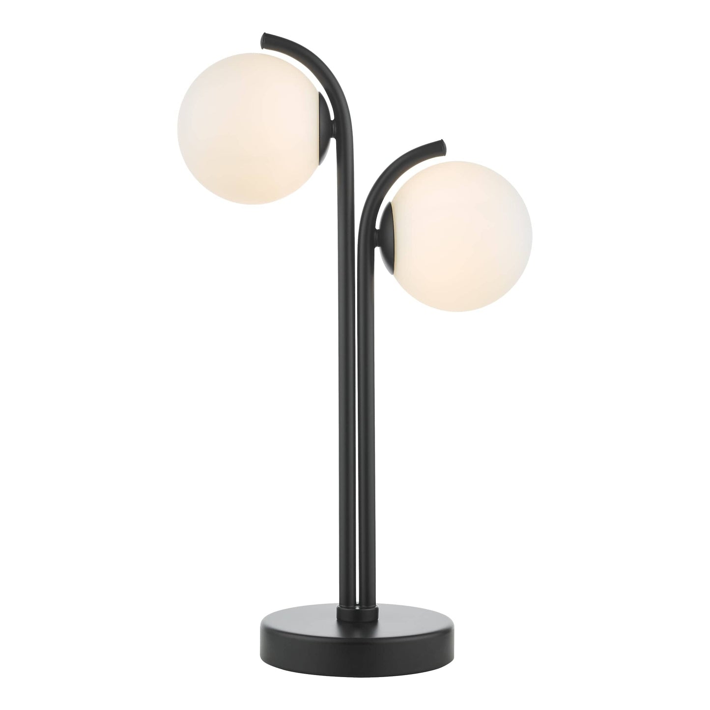 dar lighting Orlena 2 Light Table Lamp Matt Black and Opal Glass ORL4222