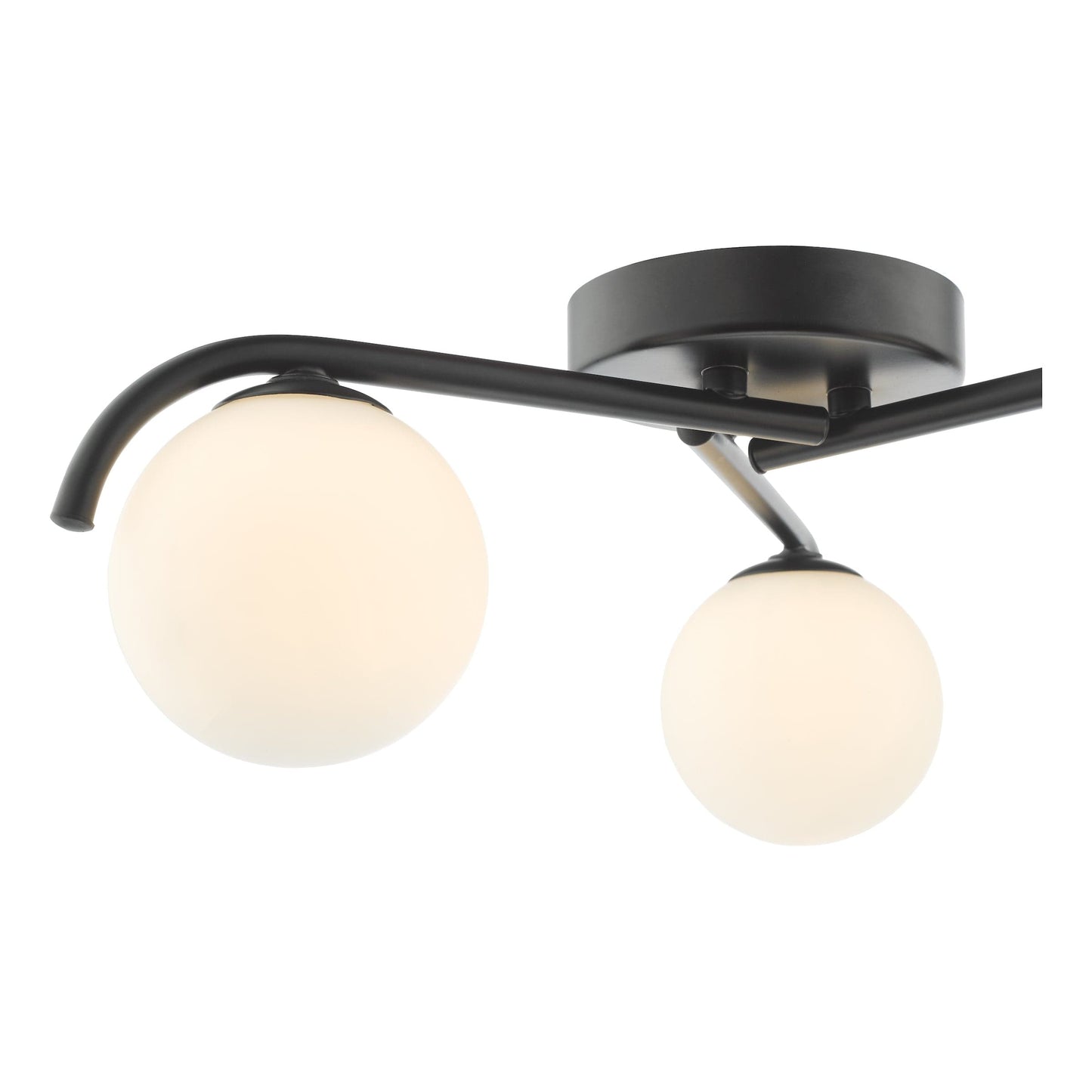 dar lighting Orlena 3 Light Semi-Flush Matt Black and Opal Glass ORL5322