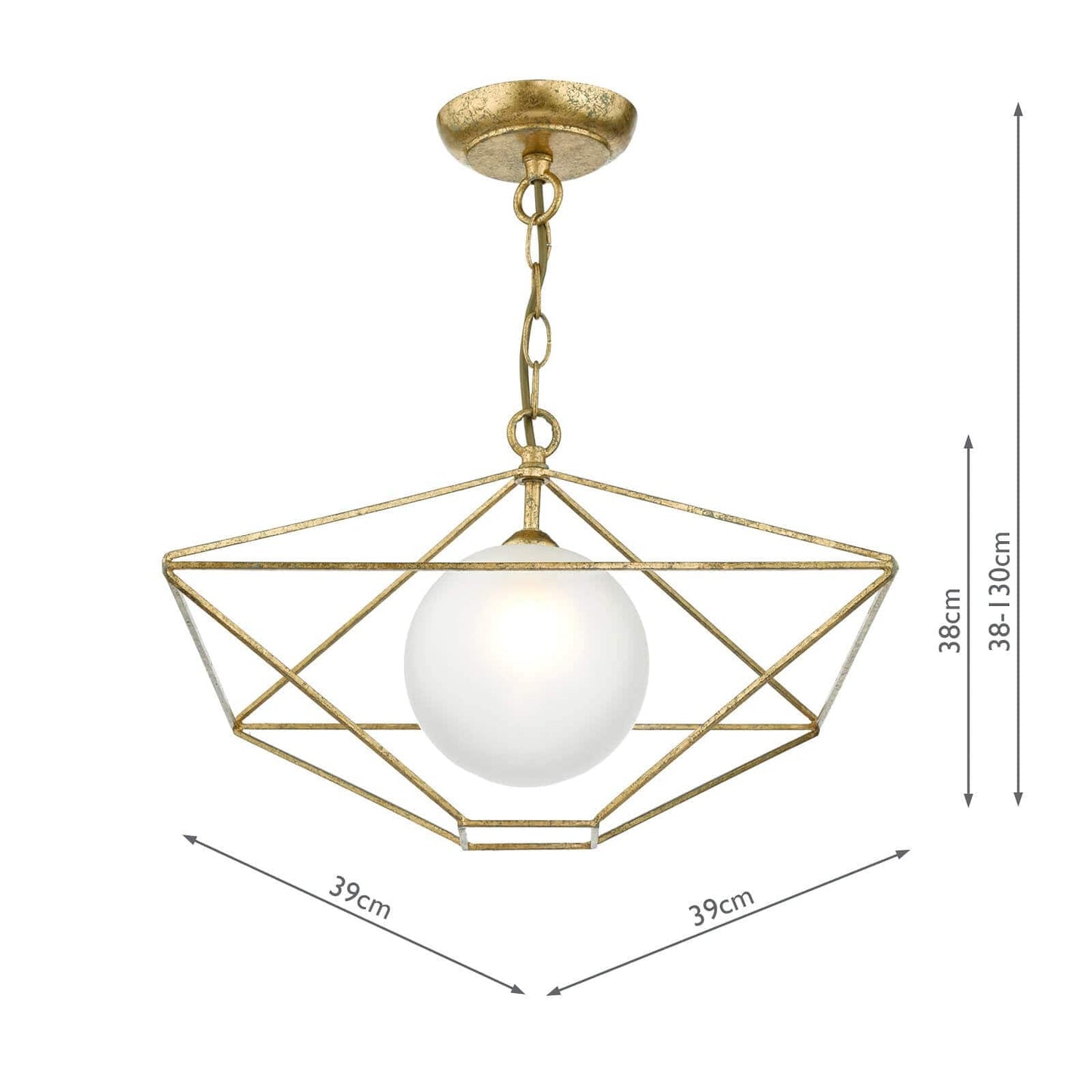 dar lighting Orsini 1 Light Pendant Antique Gold Opal Glass Shade ORS0135