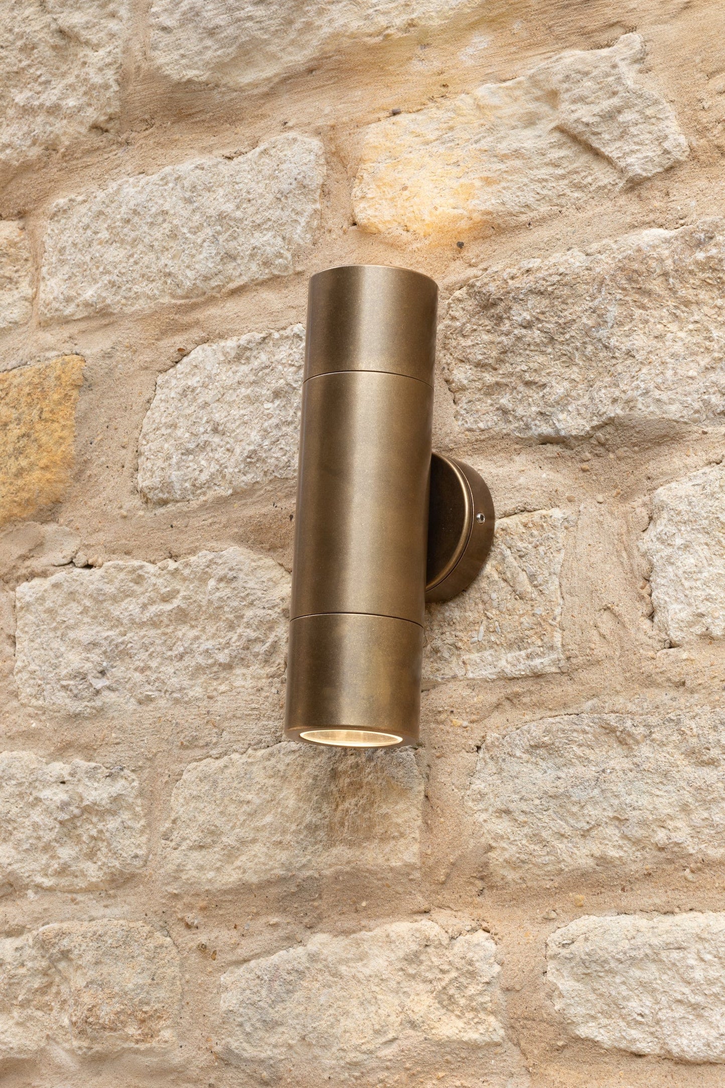 dar lighting Ortega Outdoor 2 Light Wall Light Natural Brass IP65 ORT3275